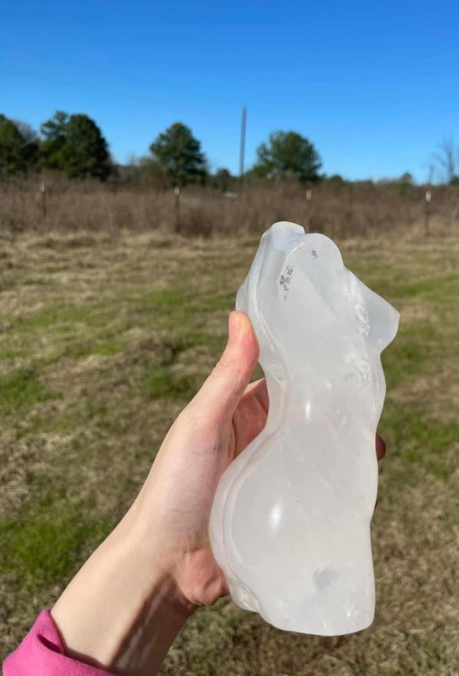 XXL Clear Quartz Goddess body carving