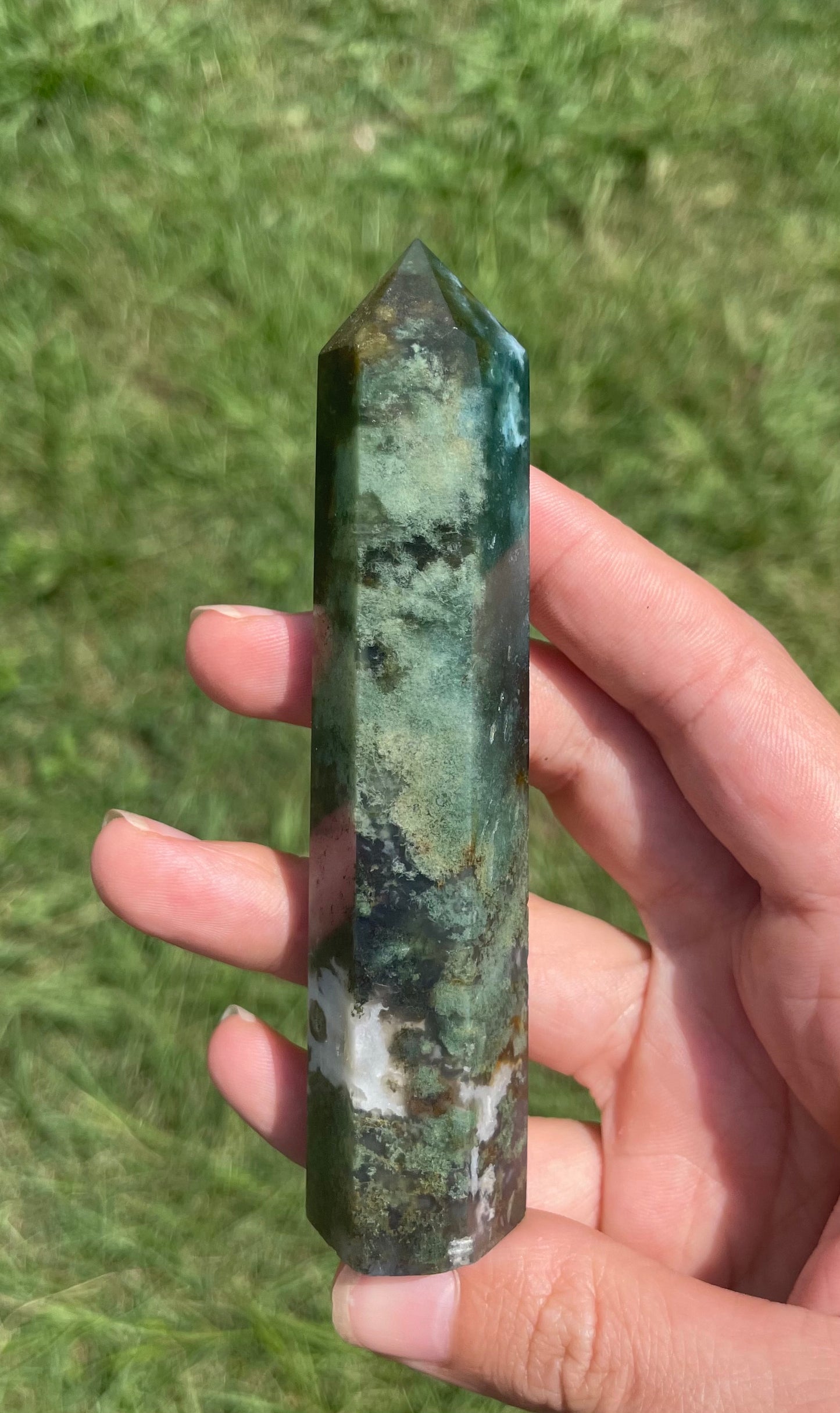 Druzy Moss Agate Tower