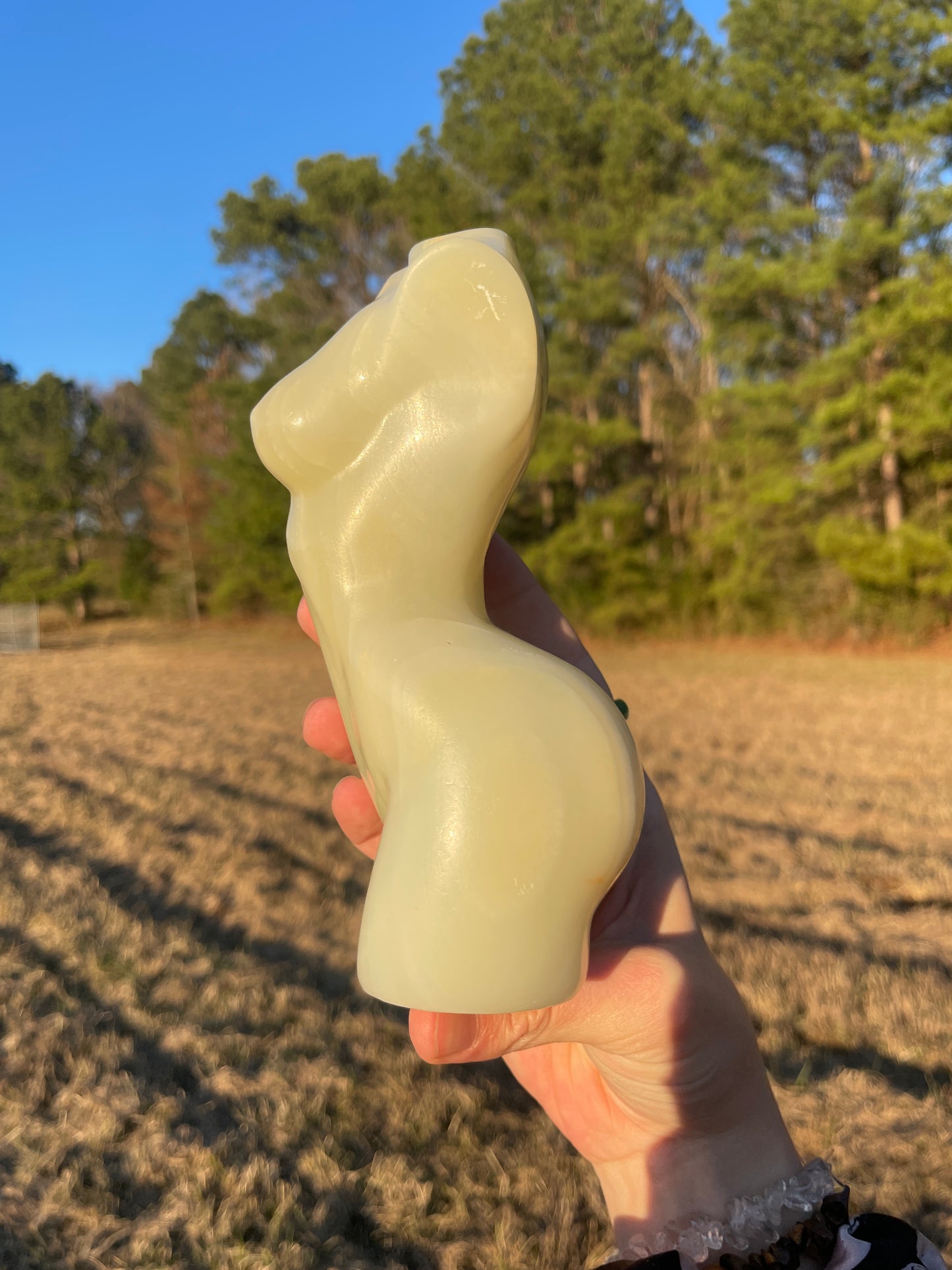 Gorgeously banded Large Afghanistan Jade Goddess Carving (lady body)