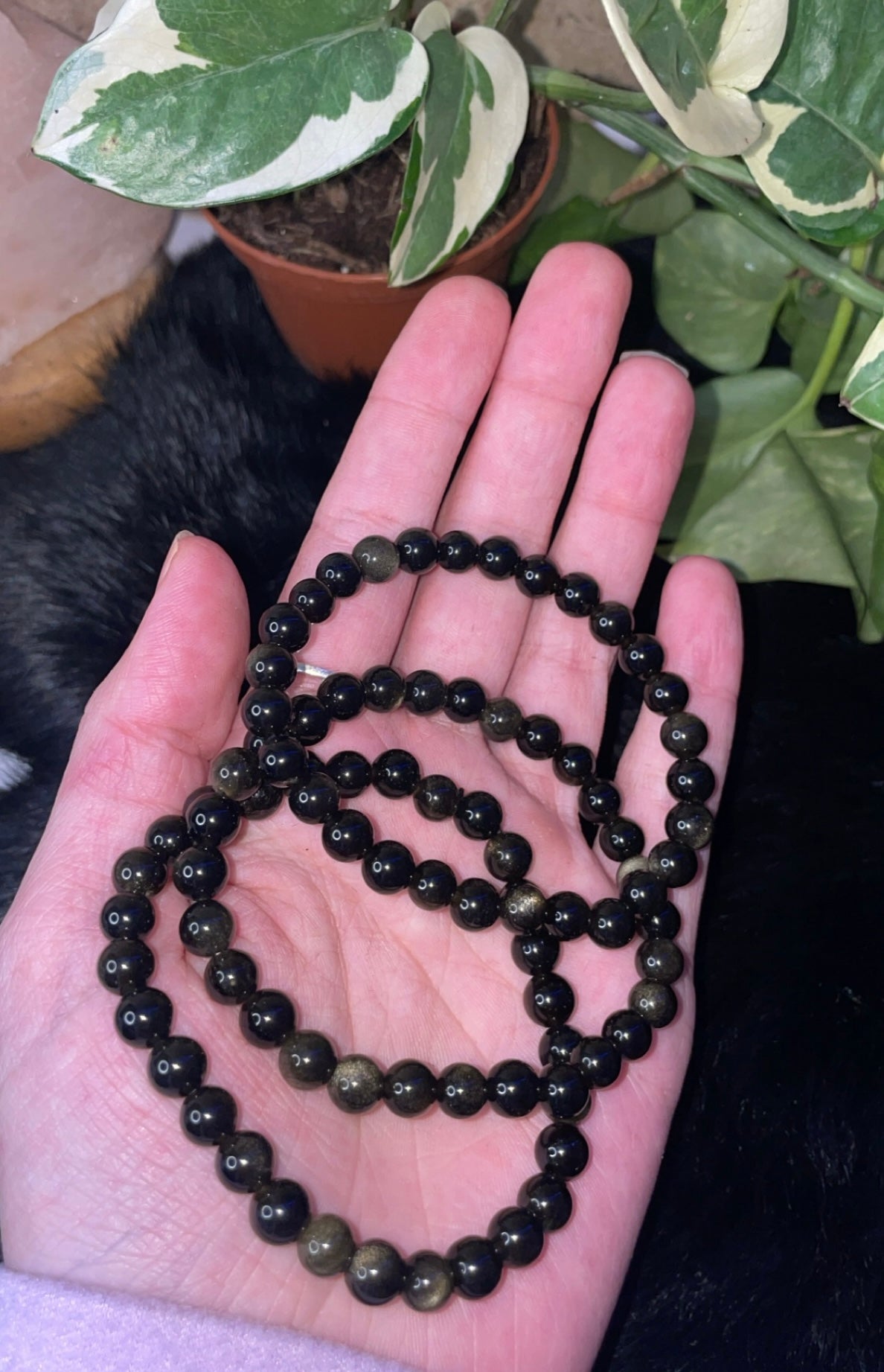 Gold Obsidian Beaded Bracelet