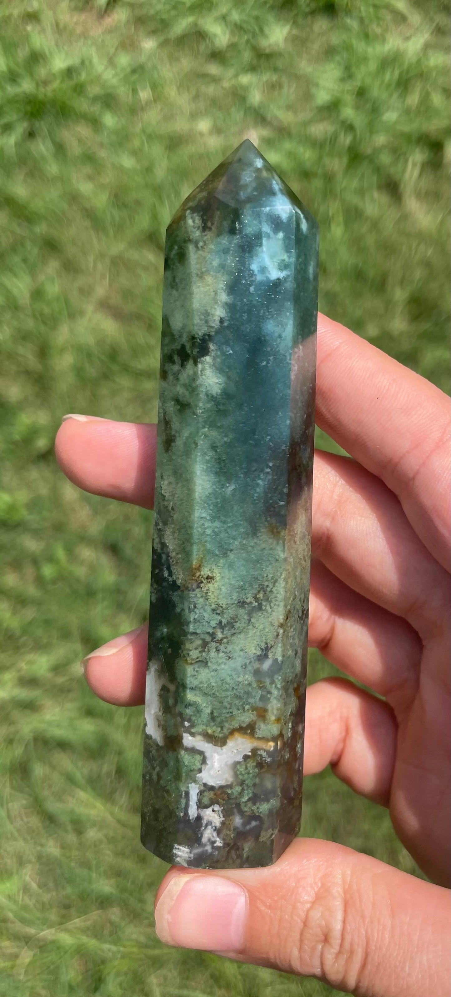 Druzy Moss Agate Tower