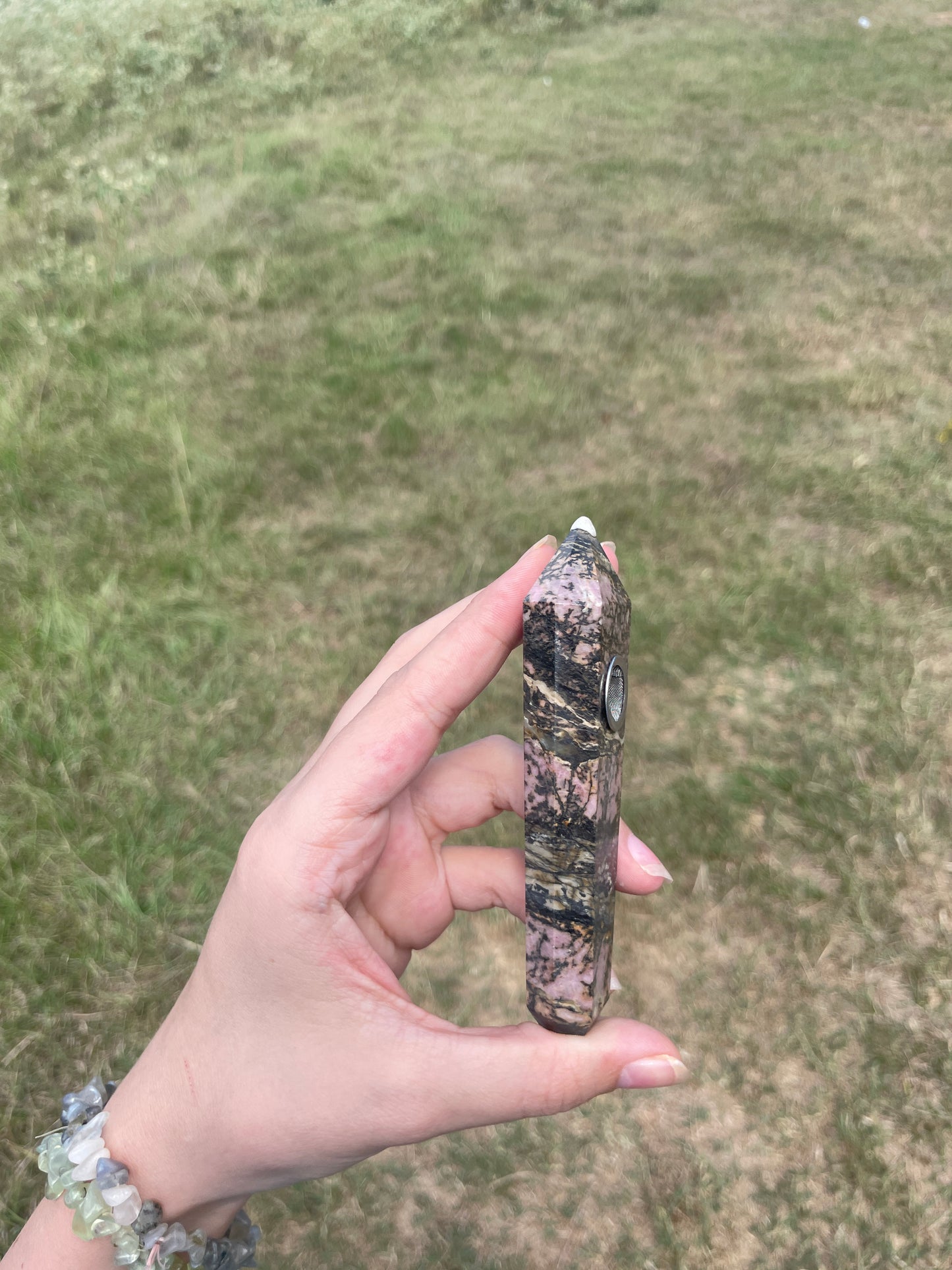 Rhodonite Crystal Pipe (decor)