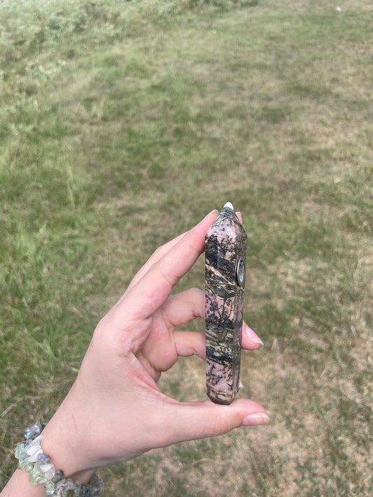 Rhodonite Crystal Pipe (decor)