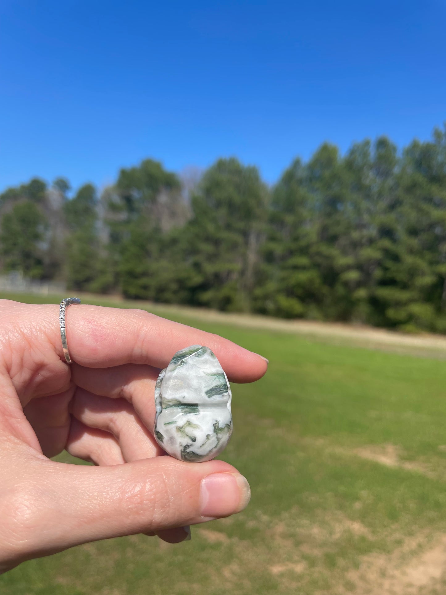 Imperfect MINI Druzy Moss Agate Skull