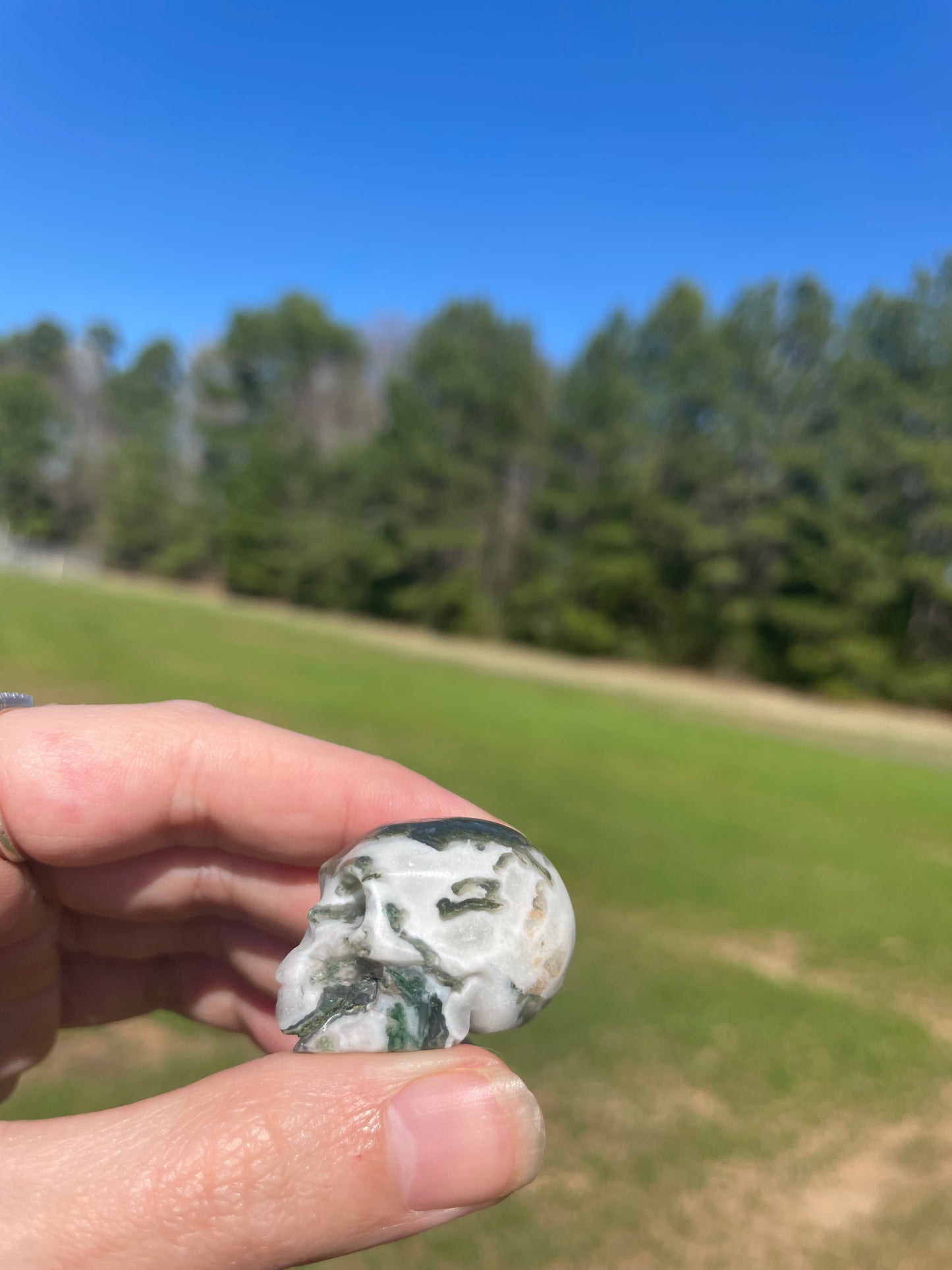 Imperfect MINI Druzy Moss Agate Skull