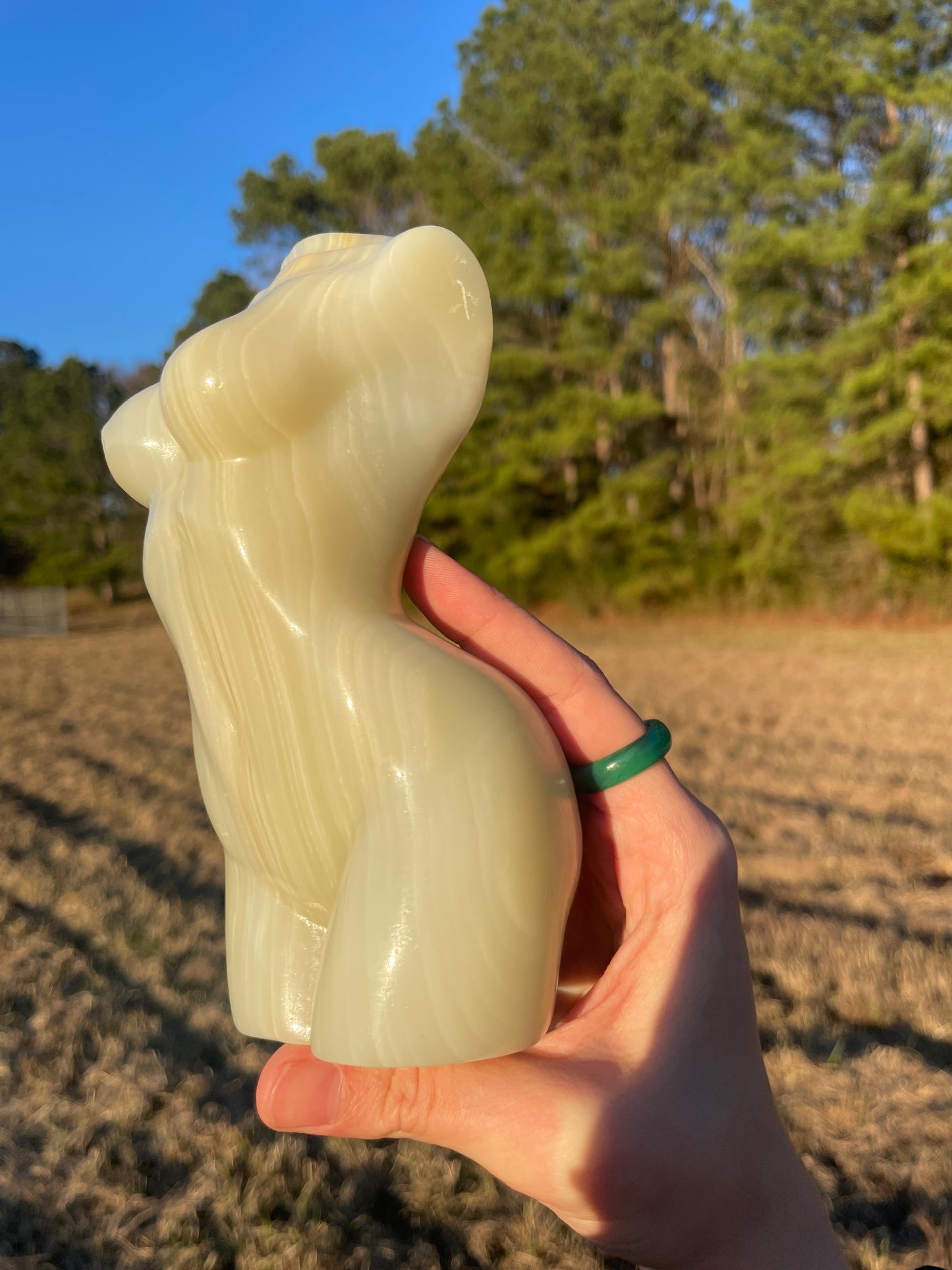 Gorgeously banded Large Afghanistan Jade Goddess Carving (lady body)