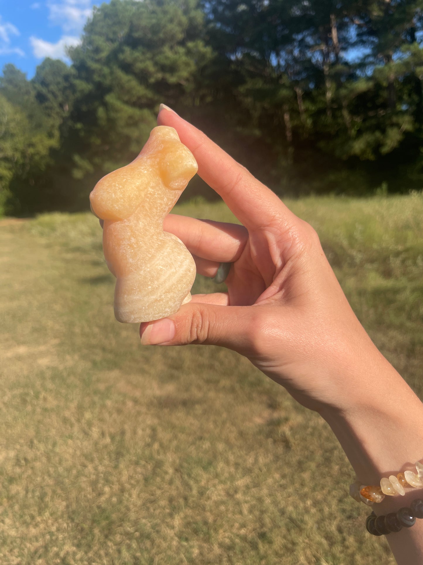Banded Calcite Goddess carving