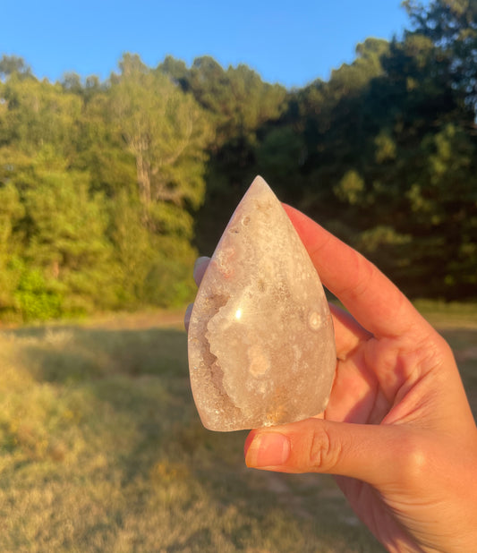 Druzy Pink Amethyst/flower agate freeform💕
