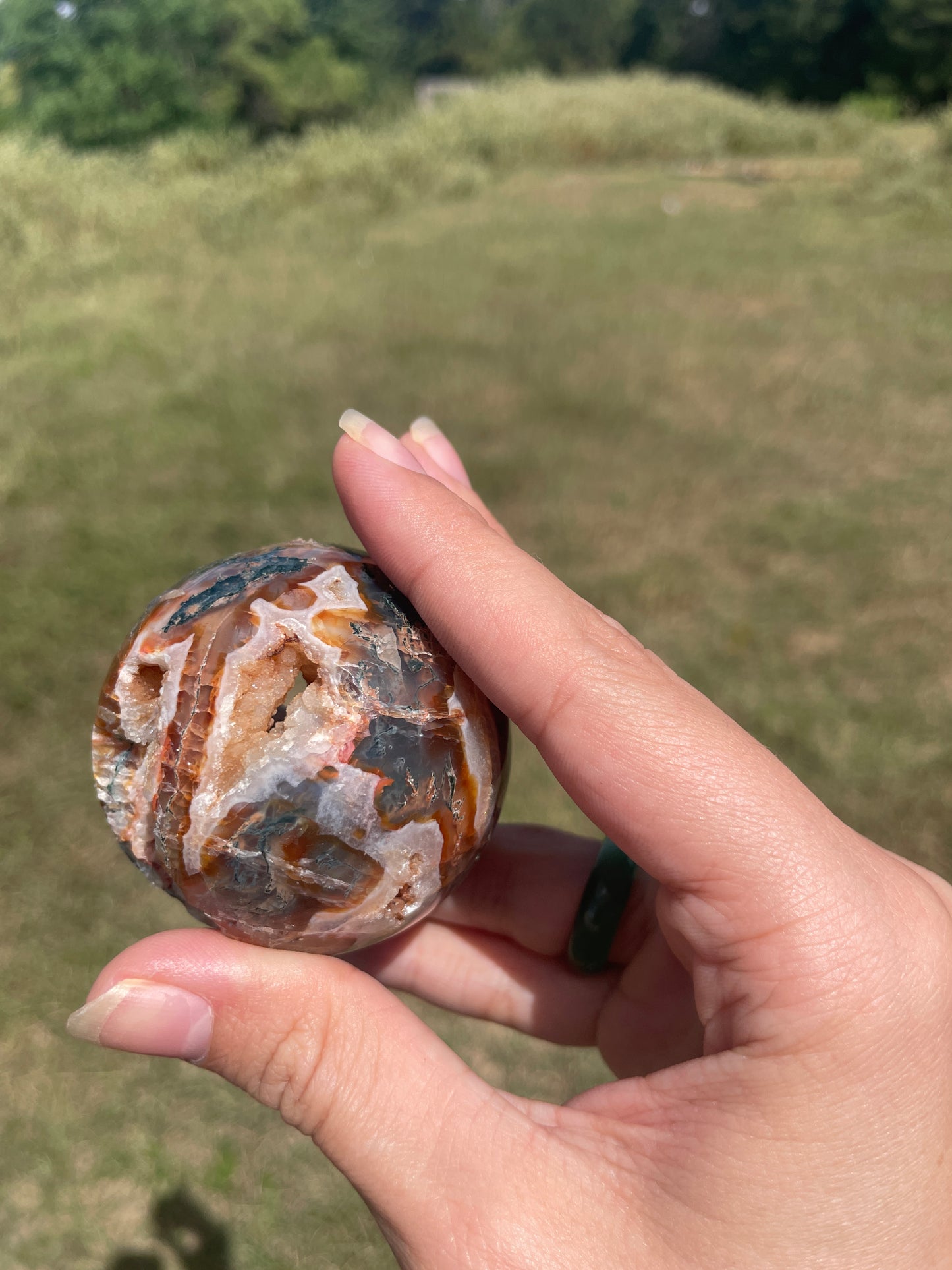 Red/Carnelian Moss Agate Sphere