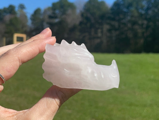 Perfect Mini Rose Quartz Dragon Head 🐲