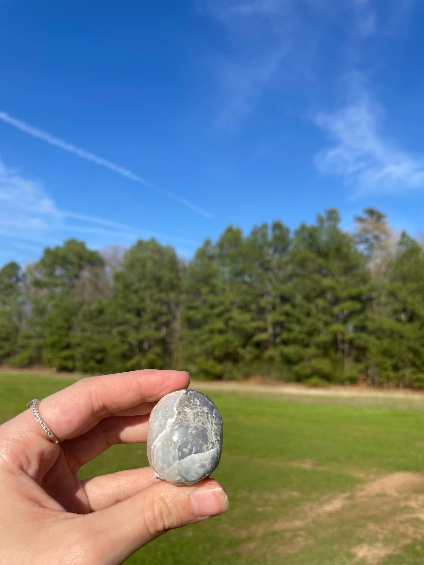 Druzy Moss Agate Small Skull