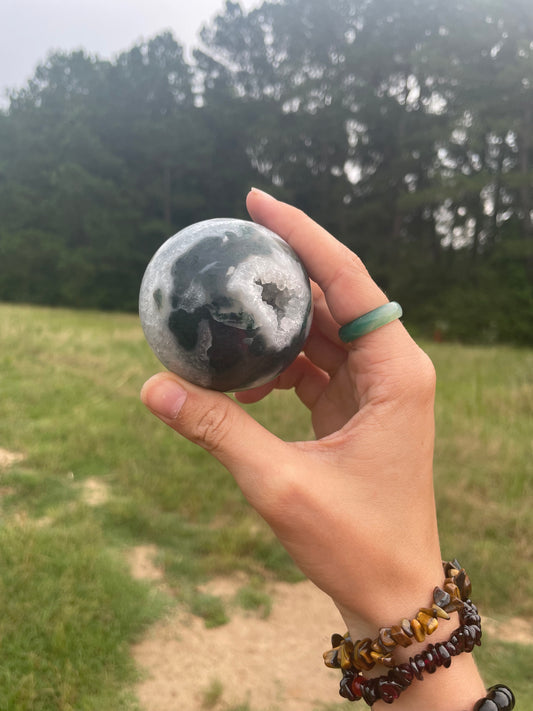 Druzy Moss Agate Sphere