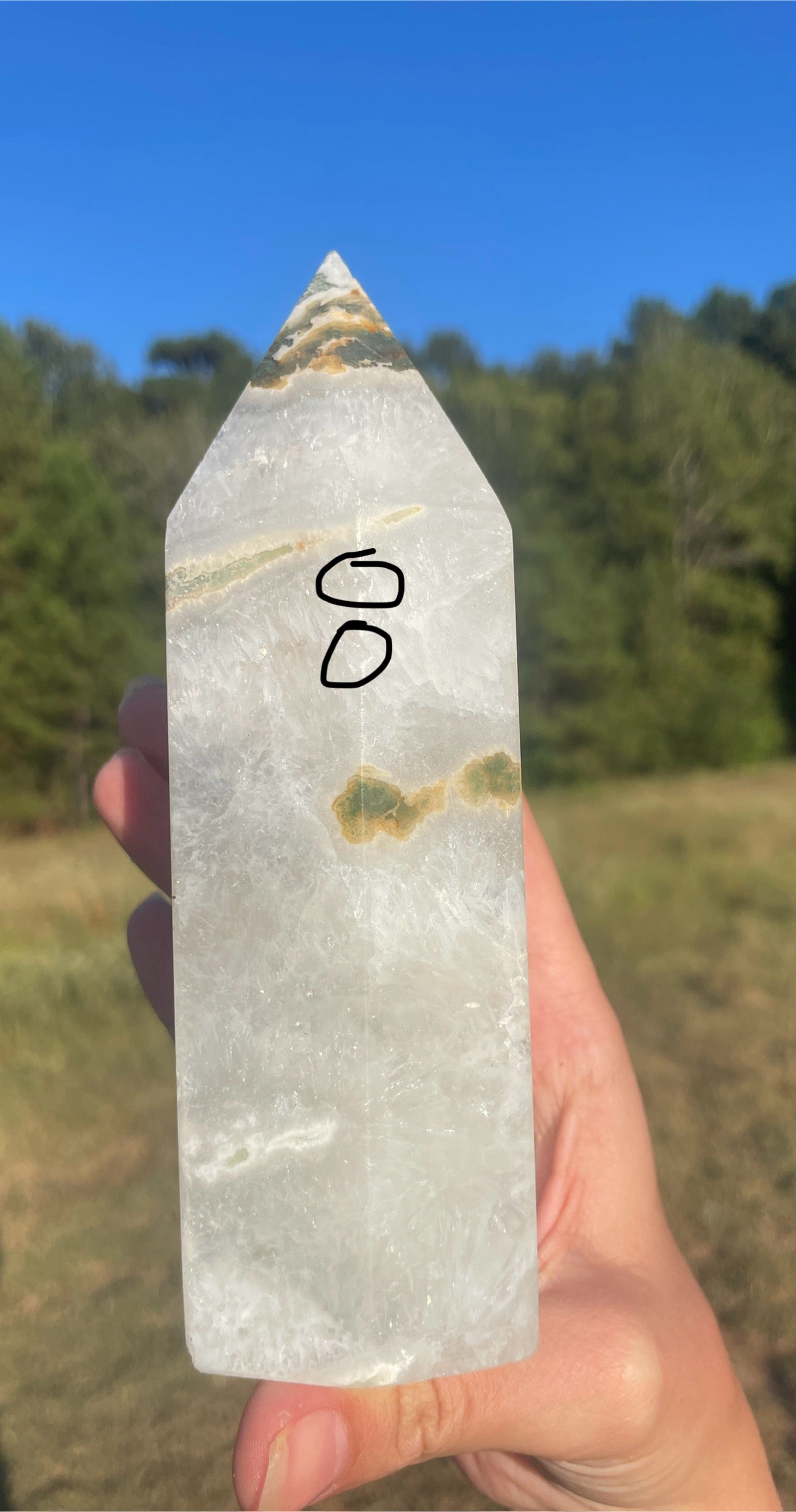 Large druzy moss agate thick tower ✨