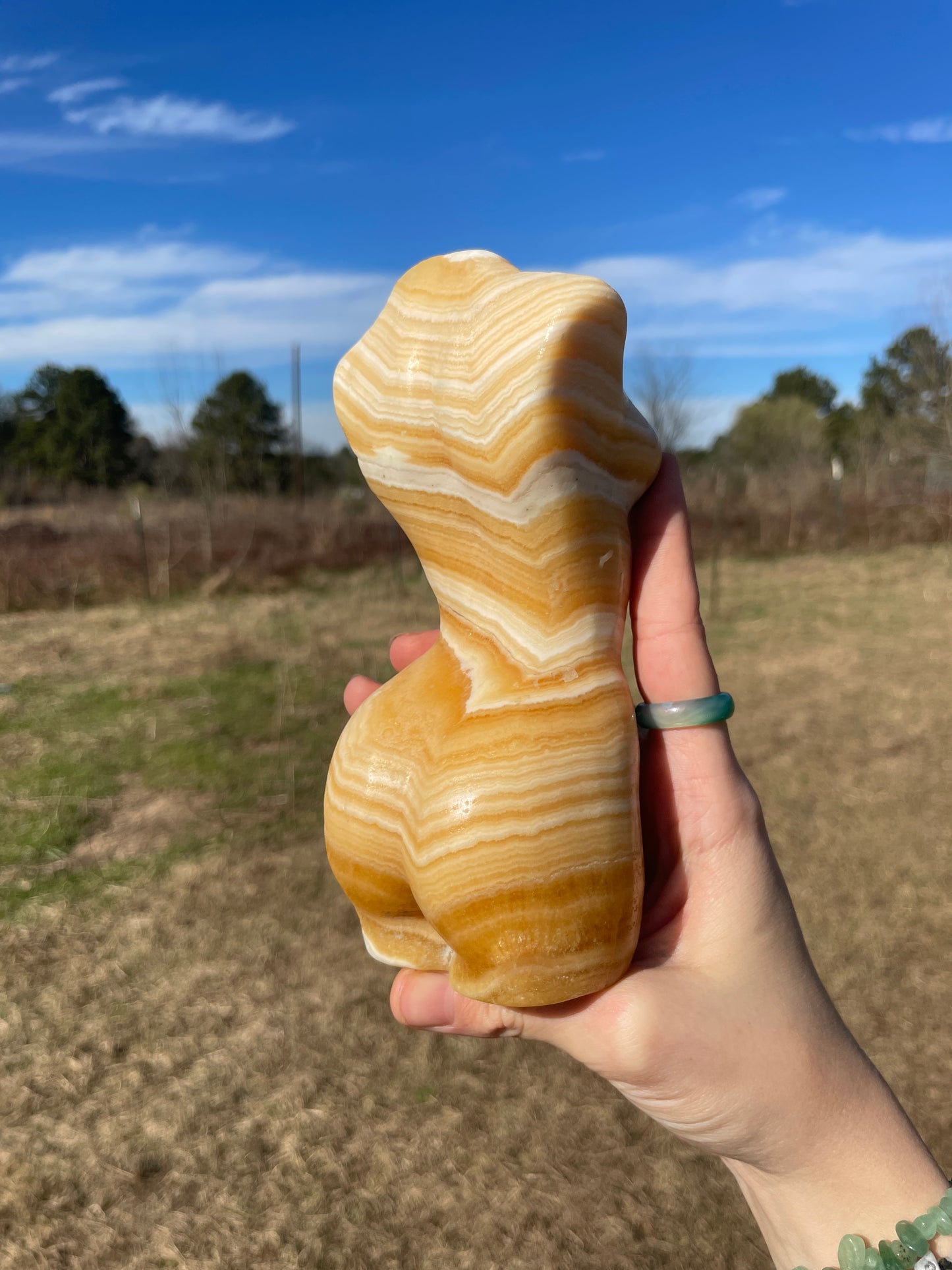 Large Banded Calcite Goddess Carving (lady body)
