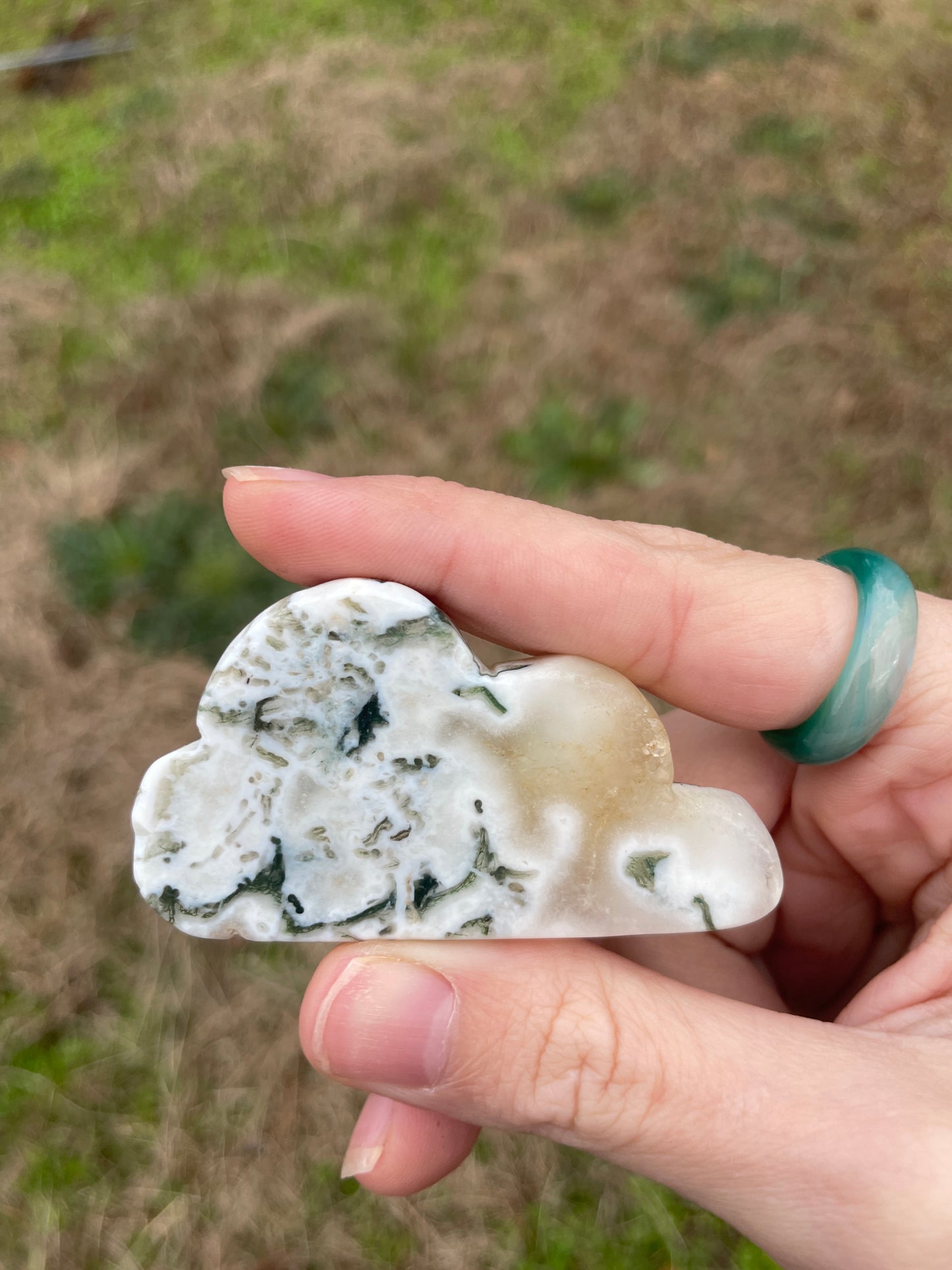Moss Agate Mini Cloud Carving