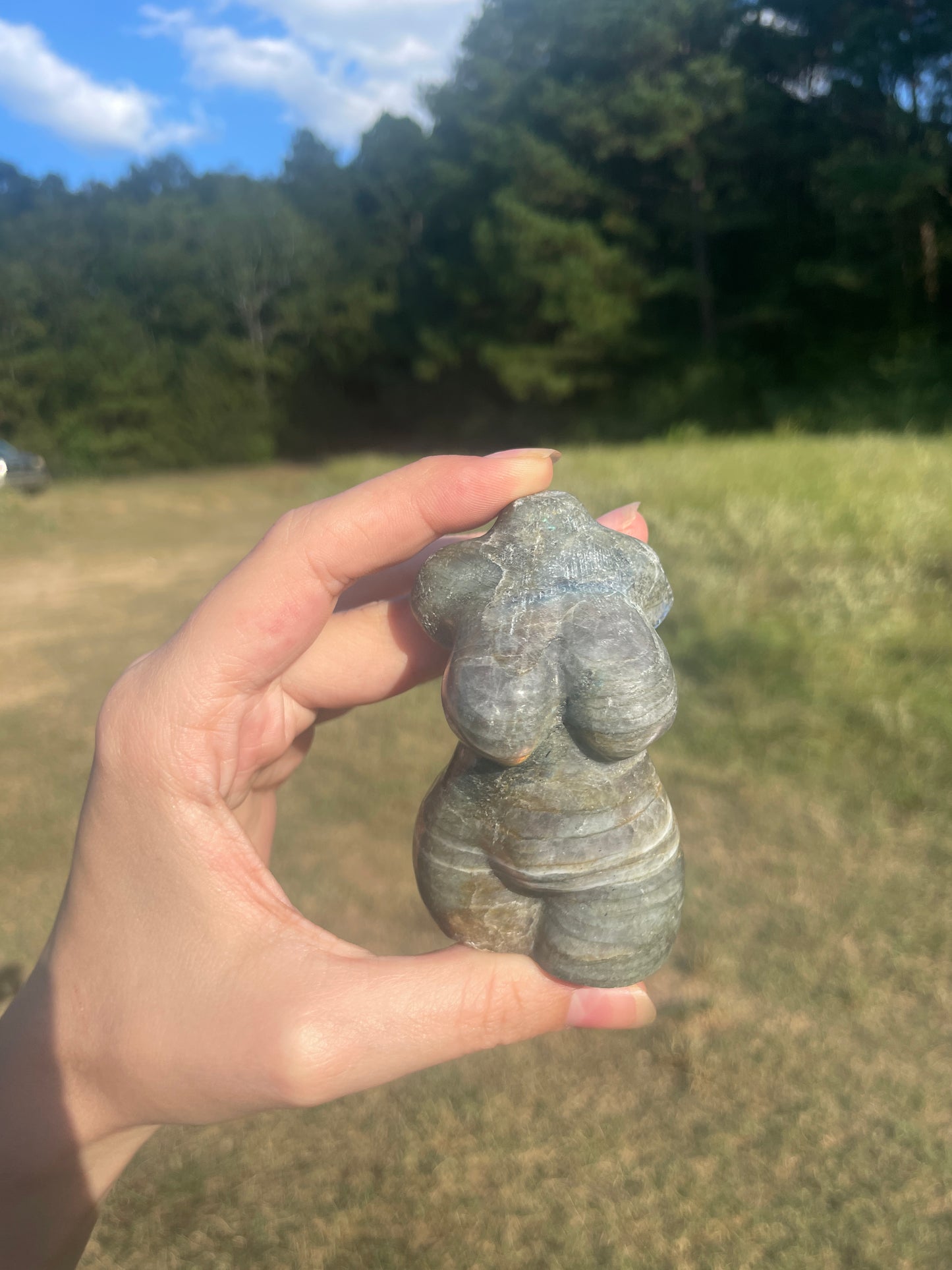 Labradorite Goddess carving (purple flash)