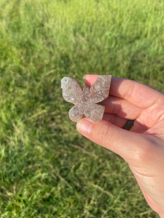 Druzy Amethyst cluster butterfly carving 🦋