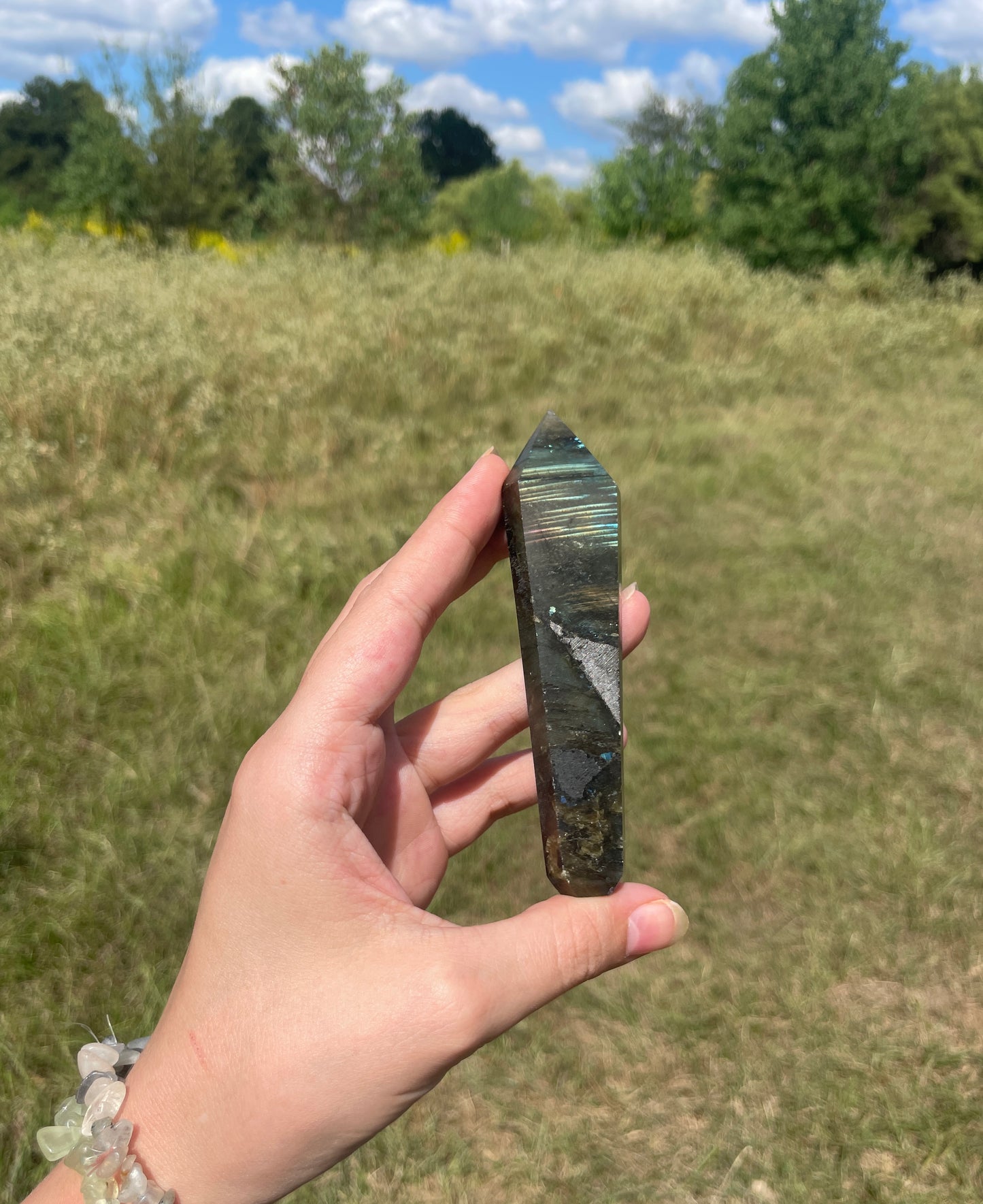 Flashy Labradorite Crystal Pipe
