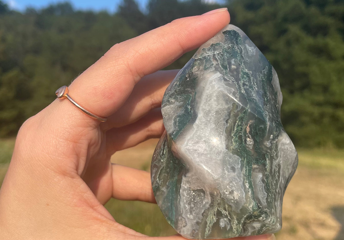 Druzy Moss Agate Flame