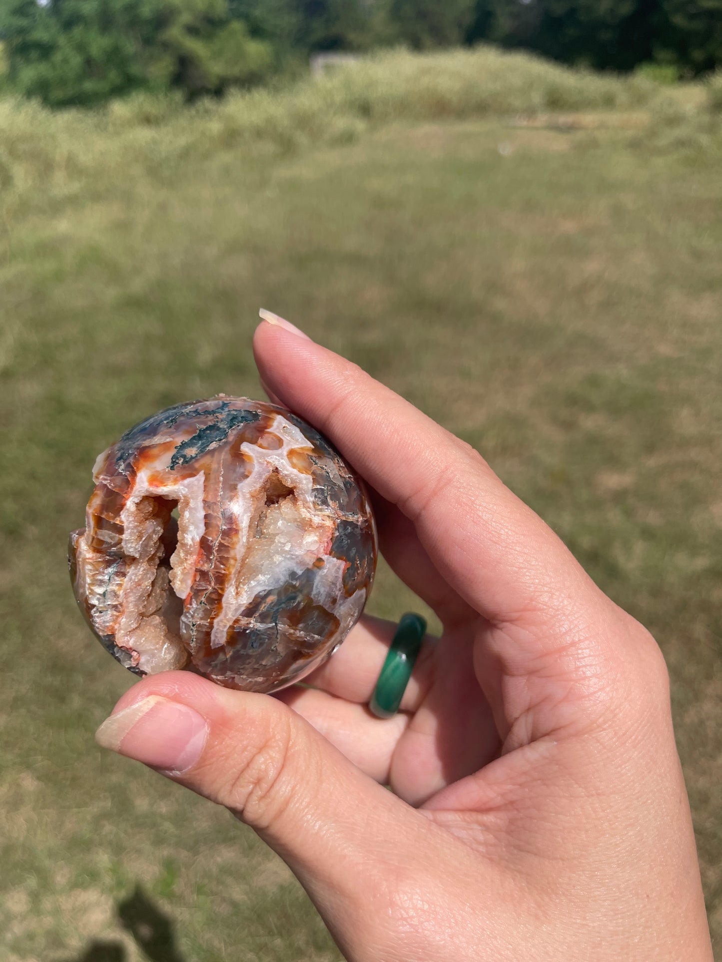 Red/Carnelian Moss Agate Sphere