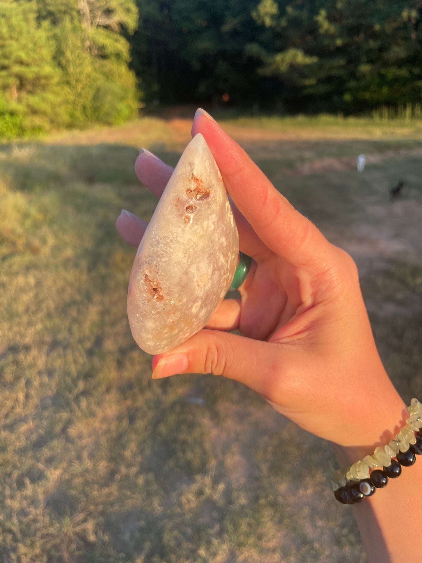 Druzy Pink Amethyst/flower agate freeform💕