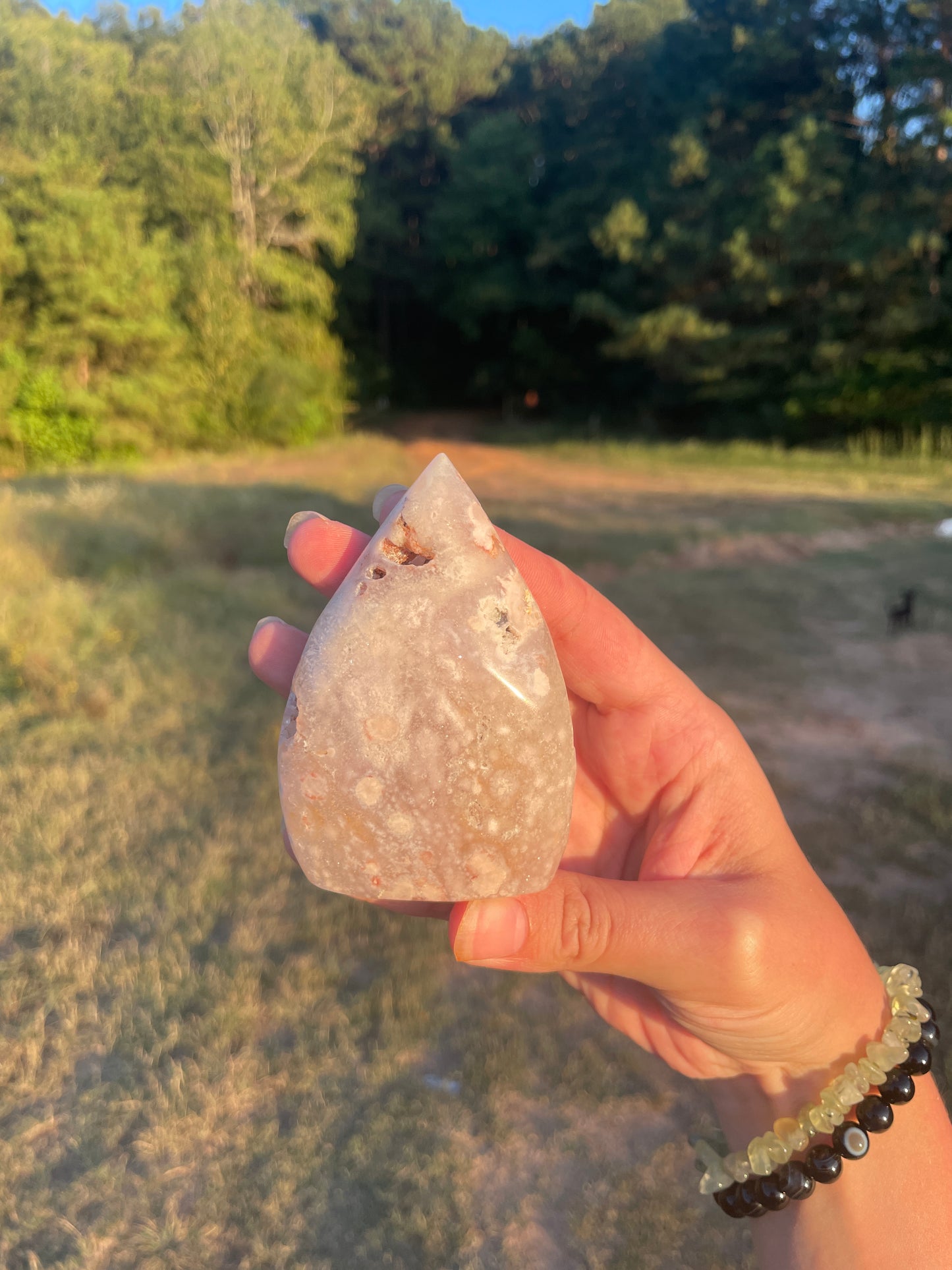 Druzy Pink Amethyst/flower agate freeform💕