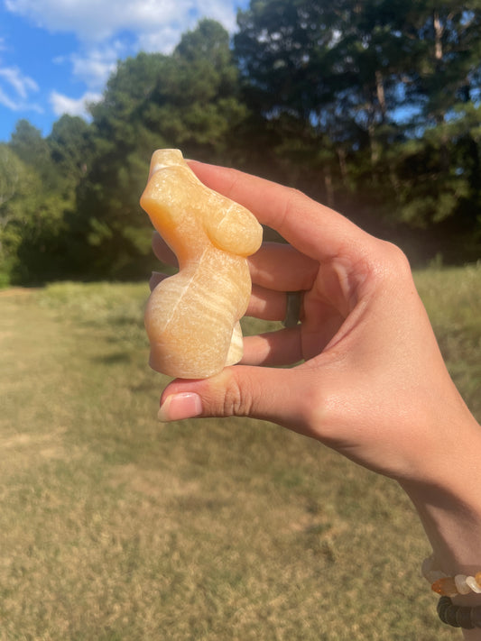 Banded Calcite Goddess carving