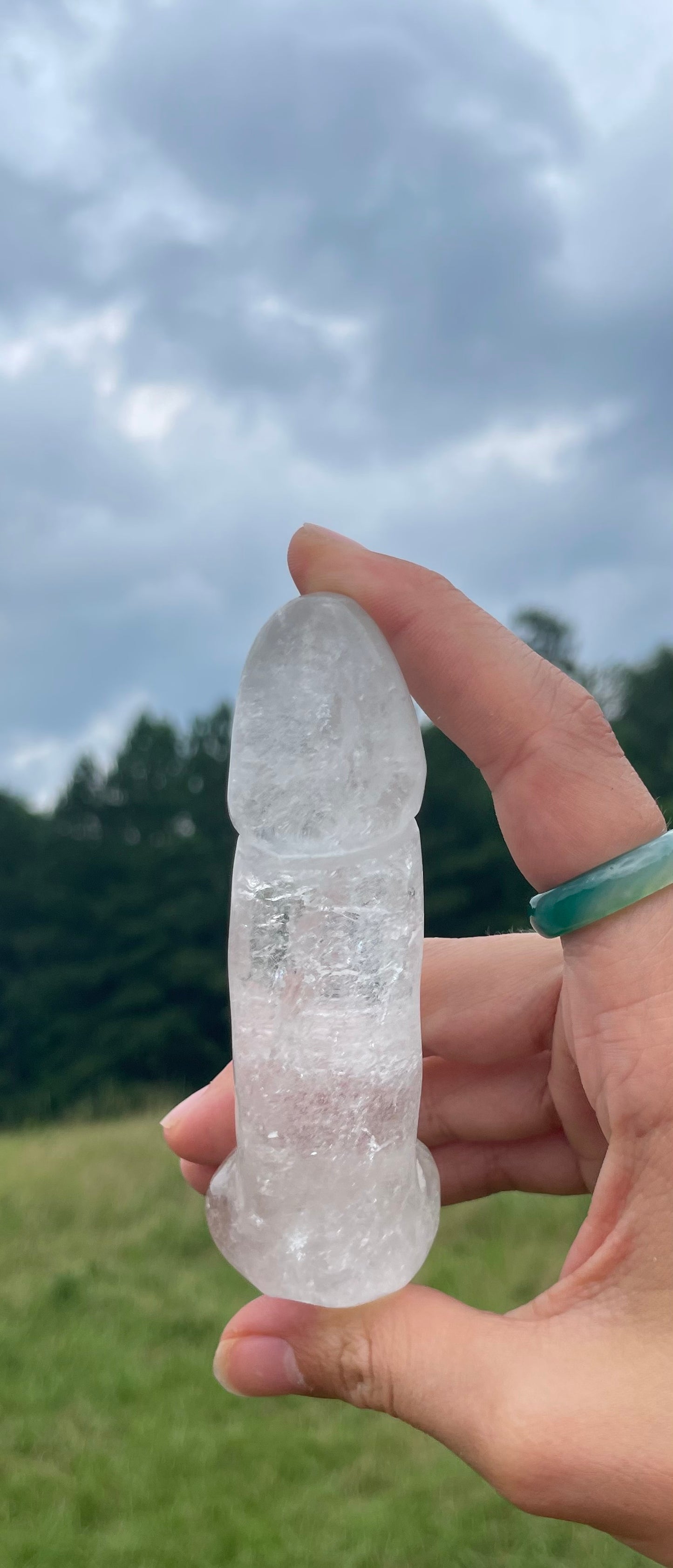 Clear Quartz Penis Carving