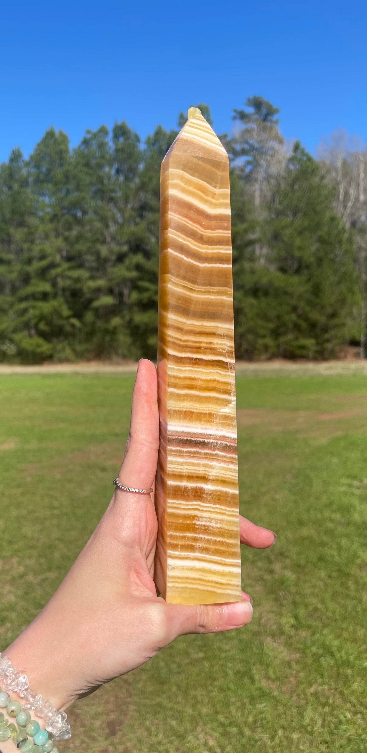 Imperfect Large Banded Calcite Tower(A)