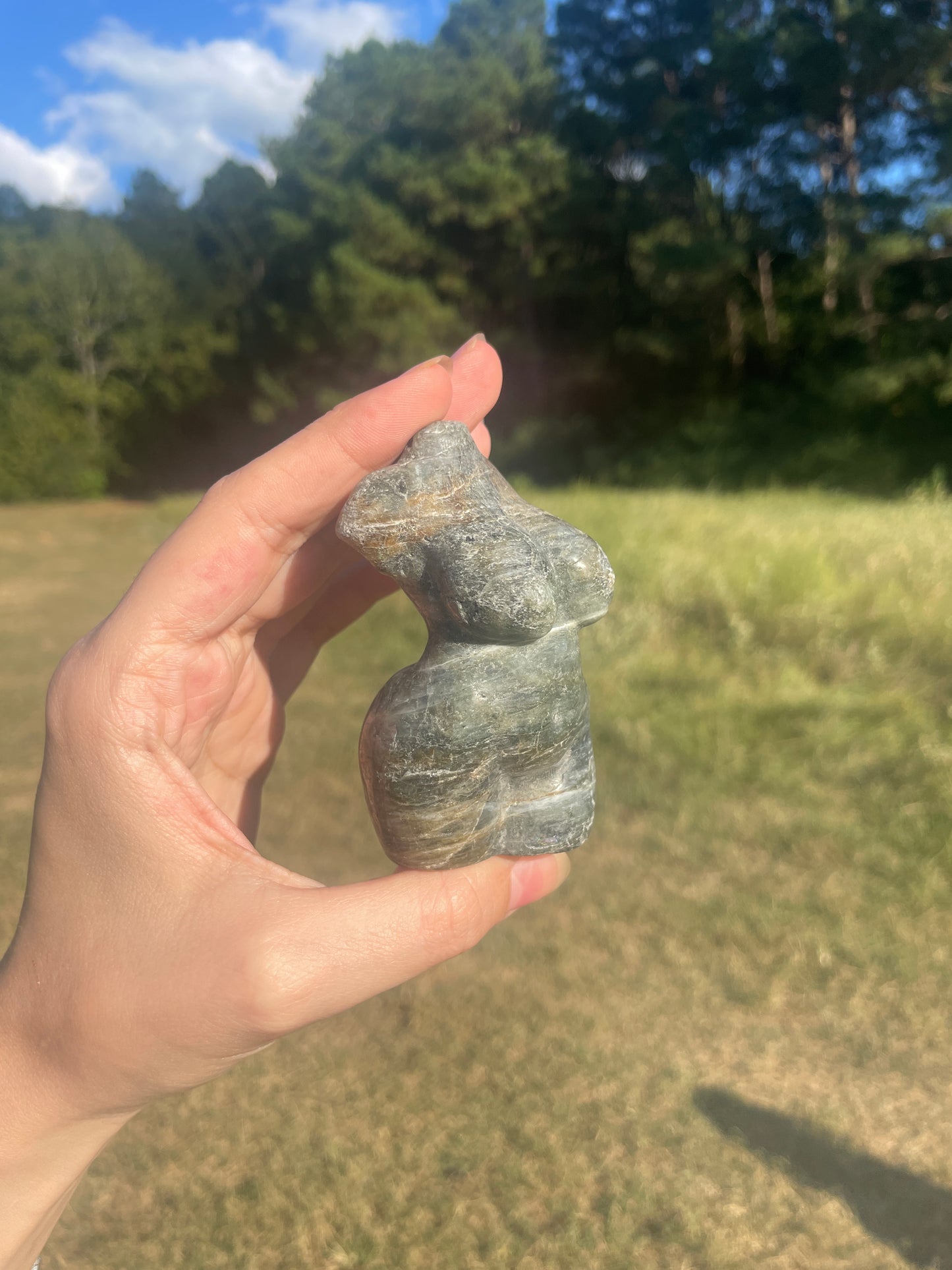 Flashy Labradorite Goddess carving
