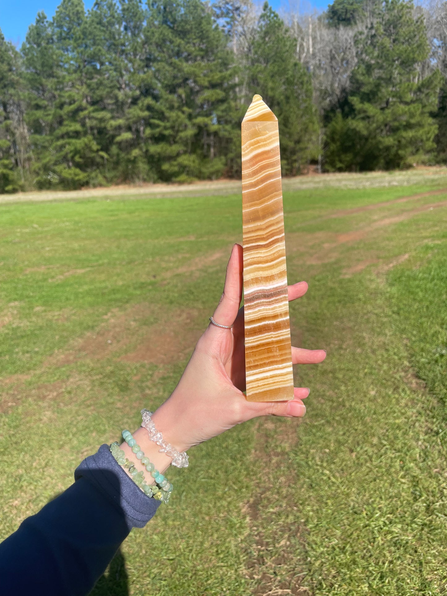 Imperfect Large Banded Calcite Tower(A)