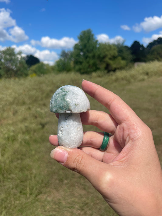 Druzy Large Moss Agate Mushroom #2