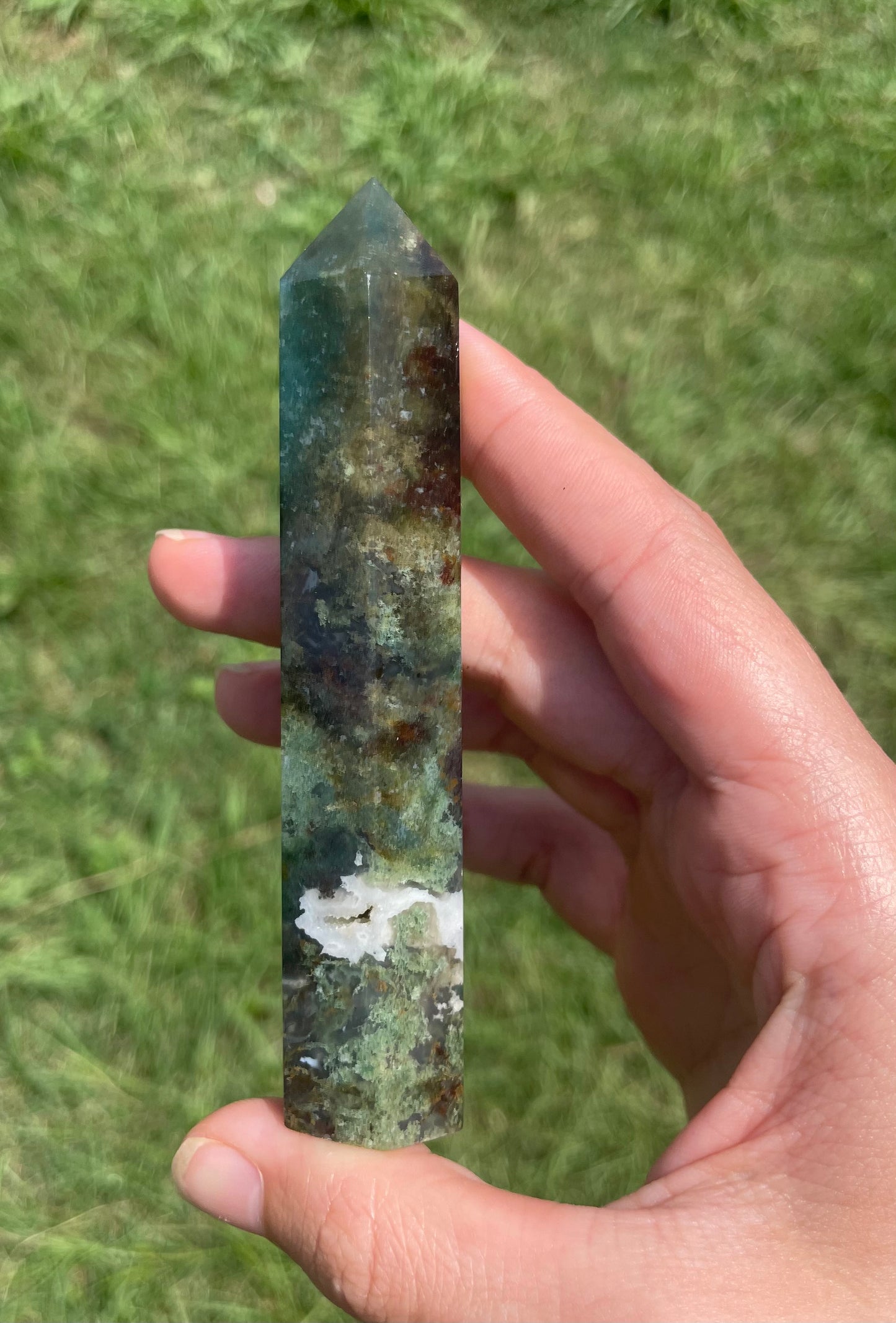 Druzy Moss Agate Tower