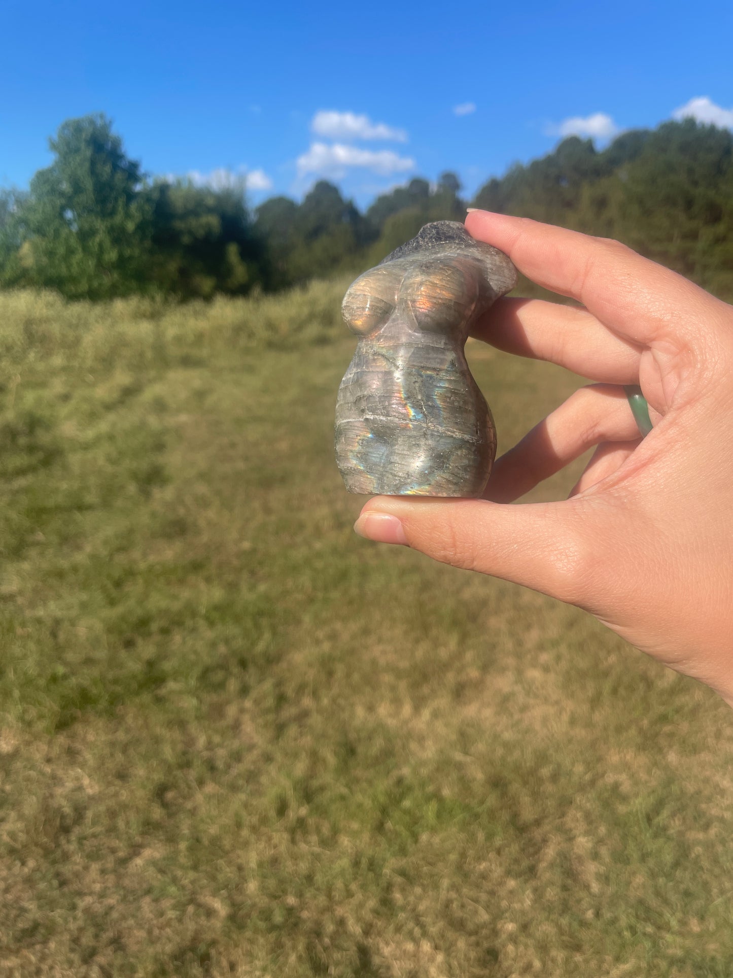 Flash Labradorite Goddess carving
