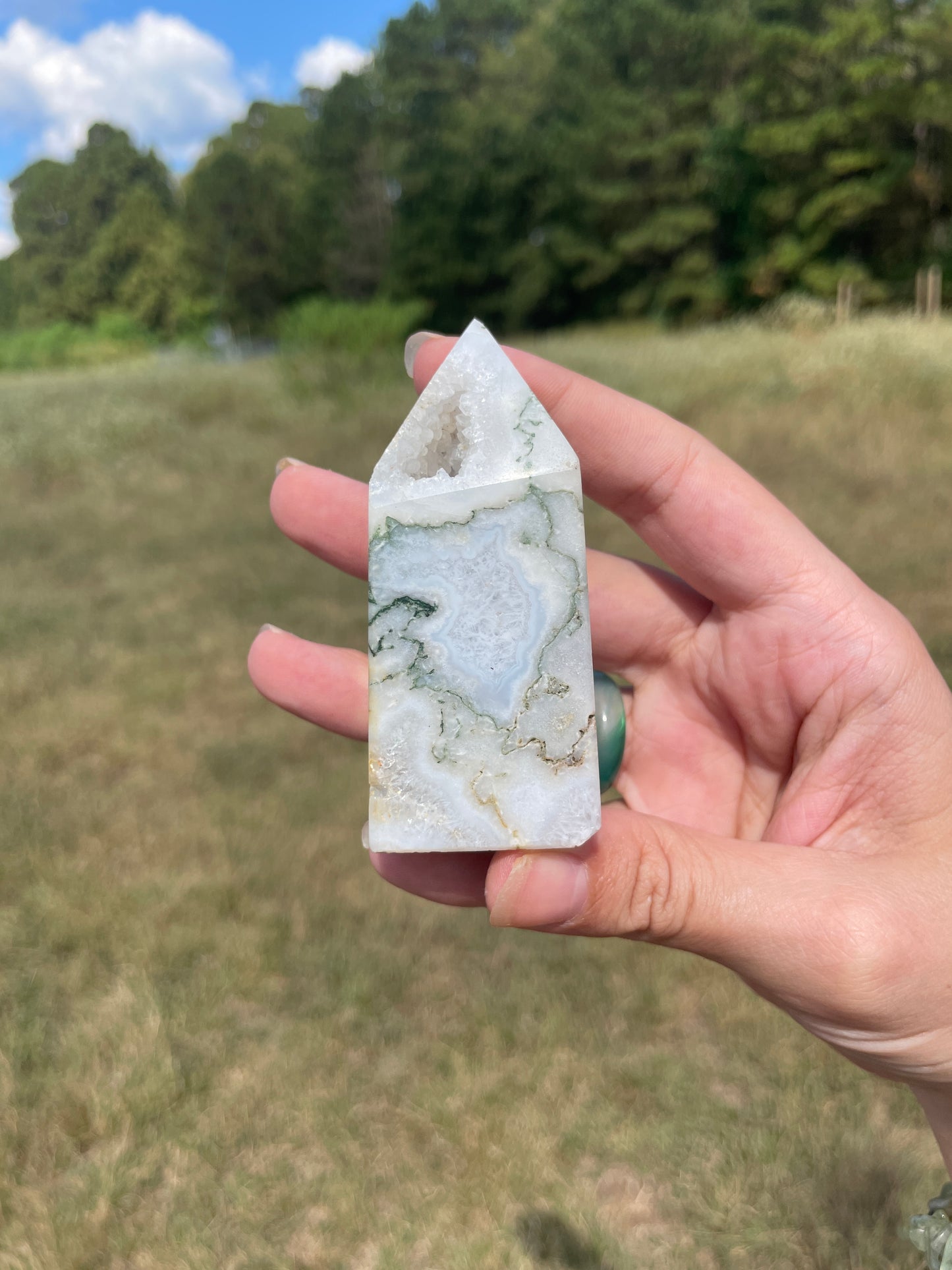 Druzy Moss Agate tower