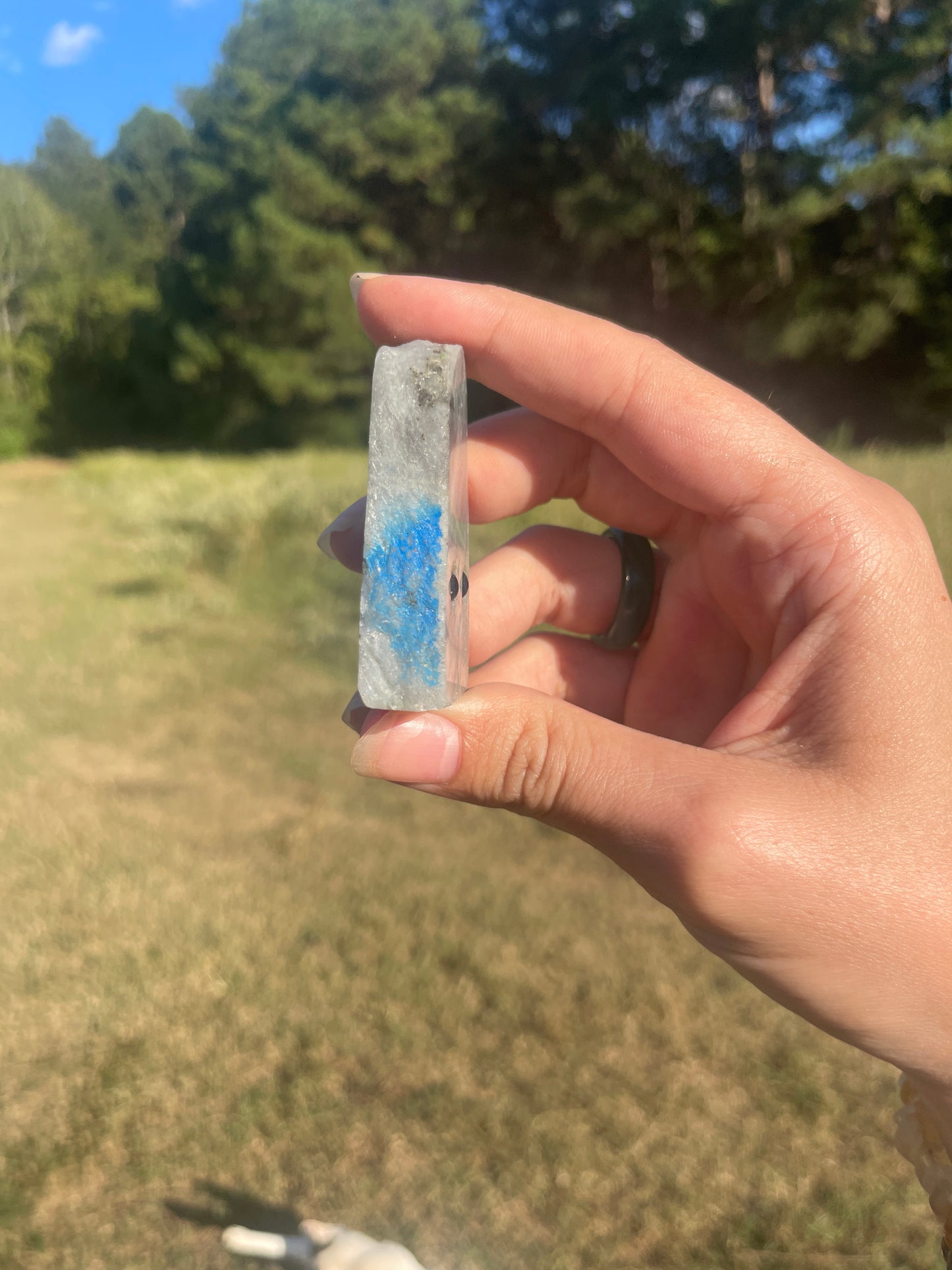 Imperfect labradorite rock buddy