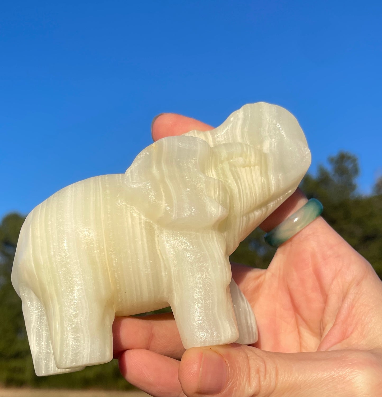 Banded Afghanistan Jade Elephant carving