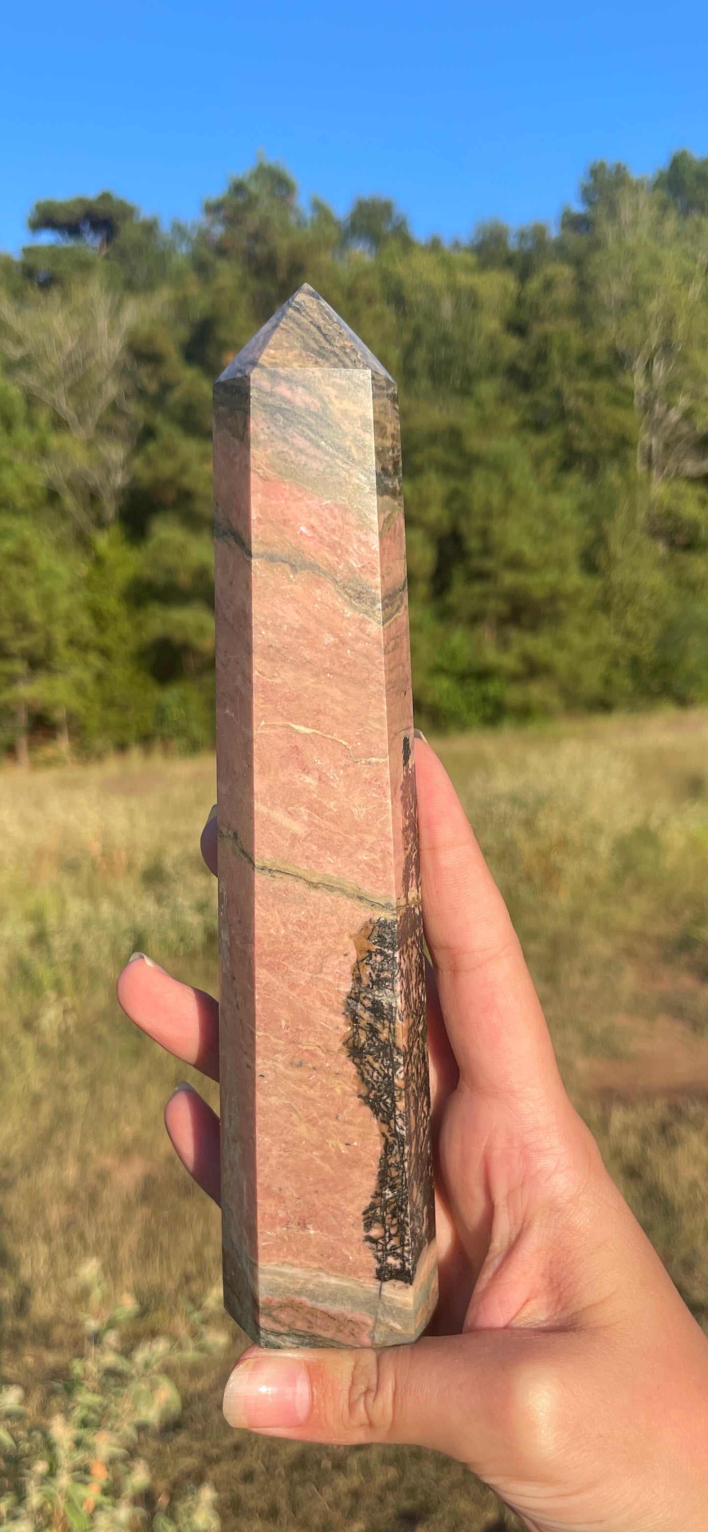 Large Rhodonite tower