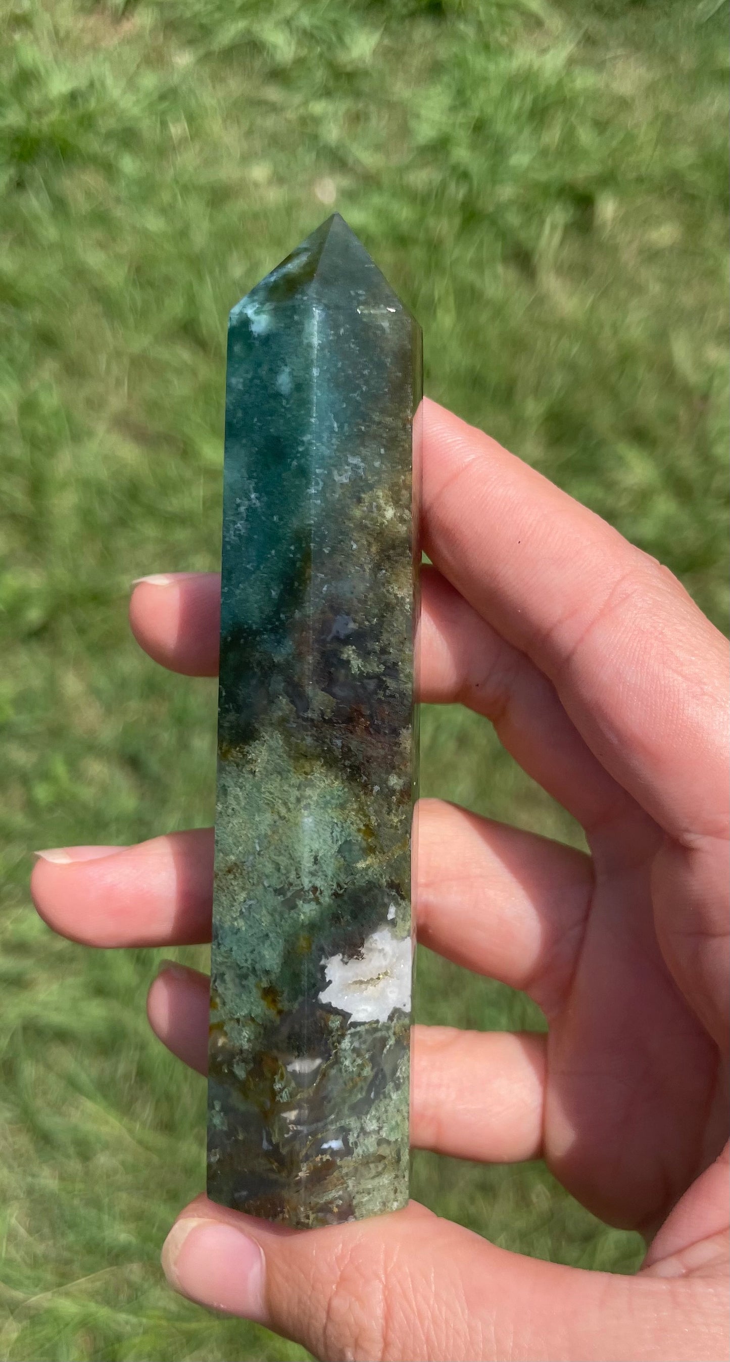 Druzy Moss Agate Tower