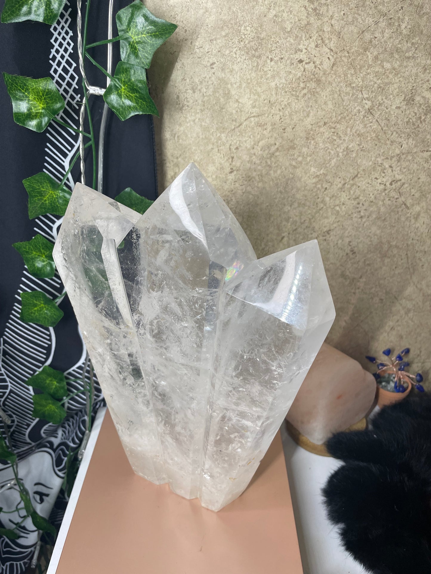 XXL Clear Quartz Triple Point Tower