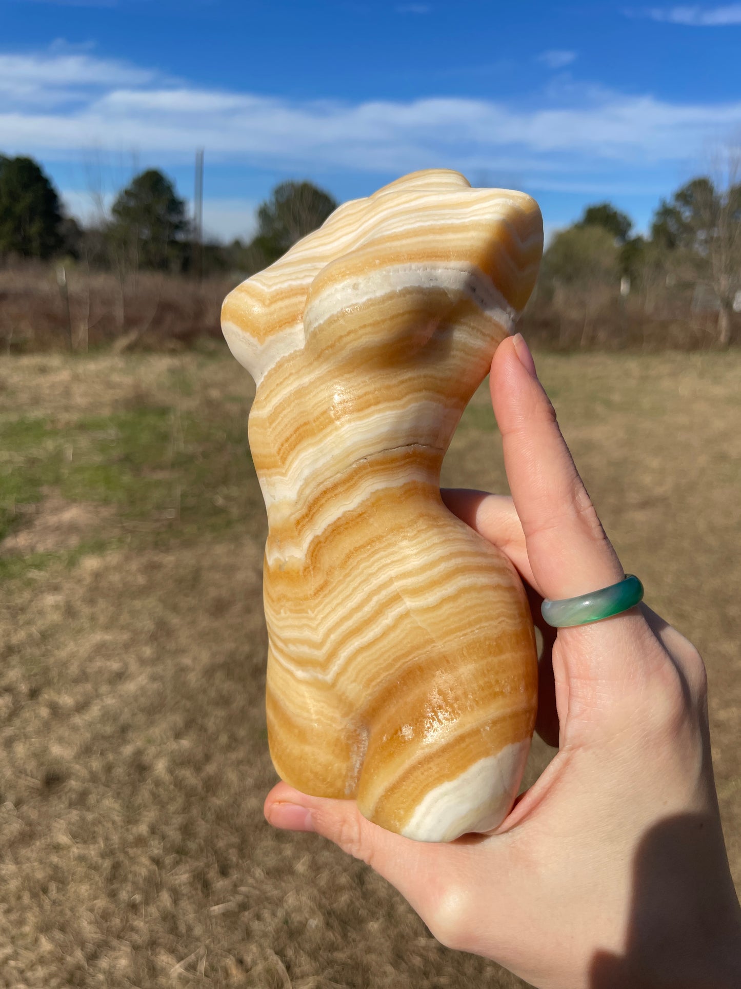 Large Banded Calcite Goddess Carving (lady body)