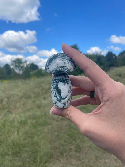 Large Moss Agate Mushroom #1