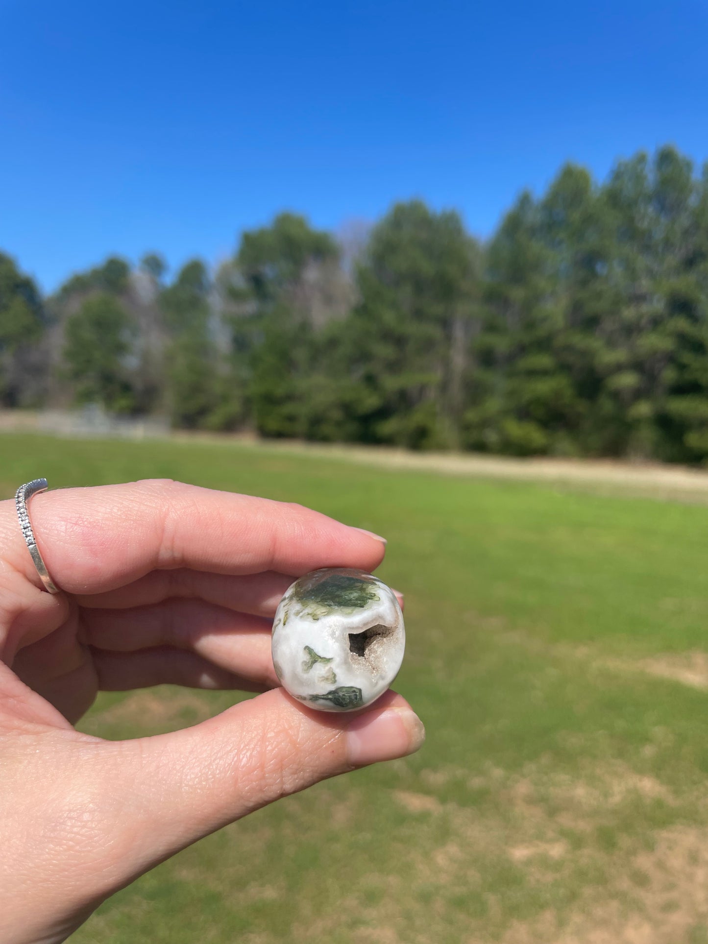 Imperfect MINI Druzy Moss Agate Skull