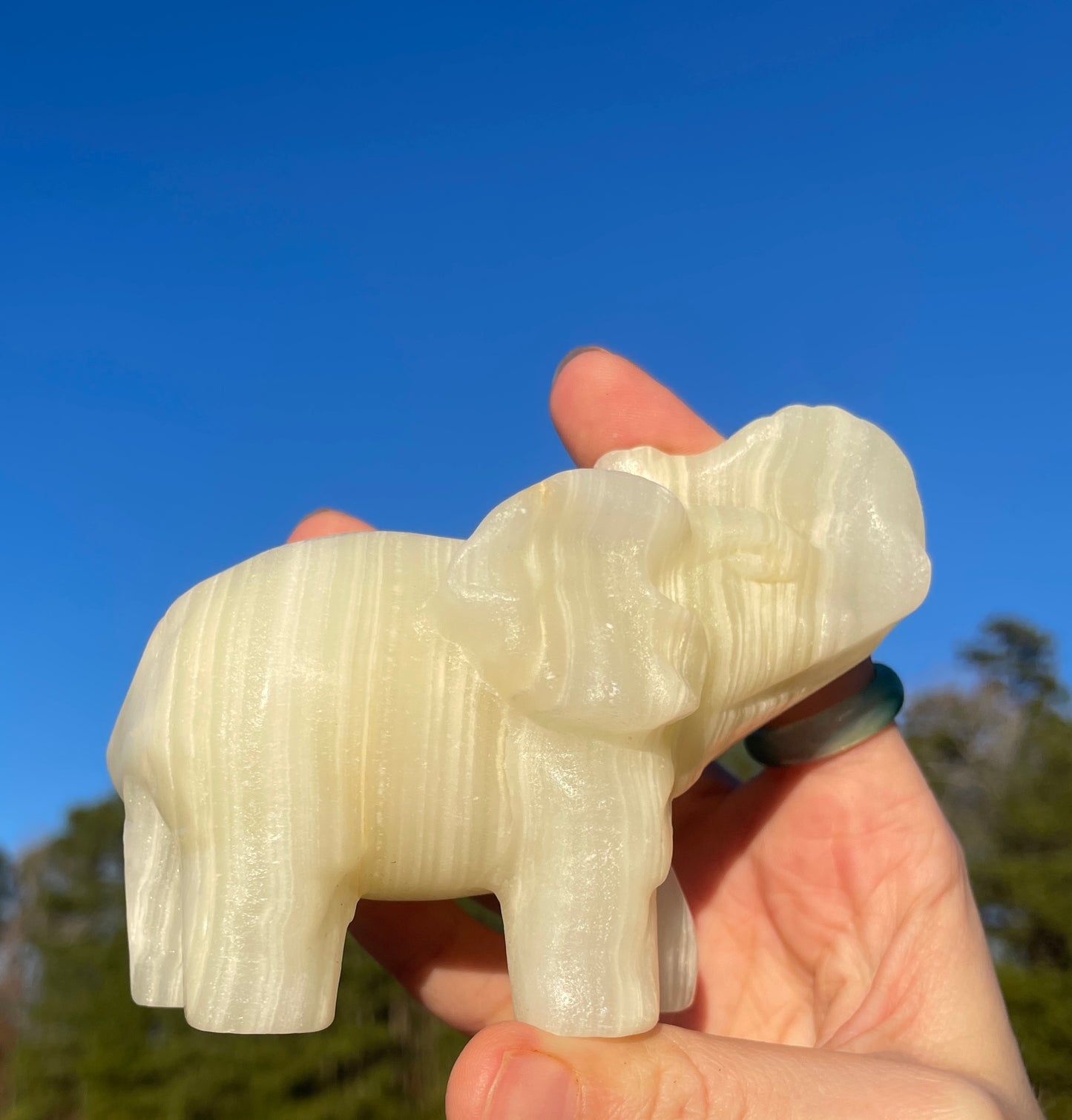 Banded Afghanistan Jade Elephant carving