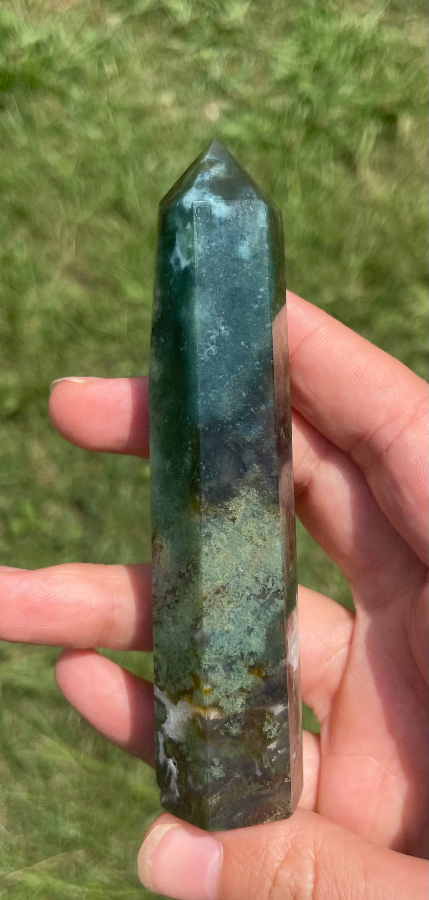 Druzy Moss Agate Tower