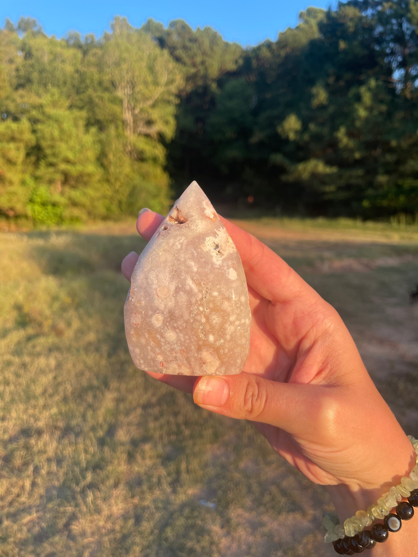 Druzy Pink Amethyst/flower agate freeform💕