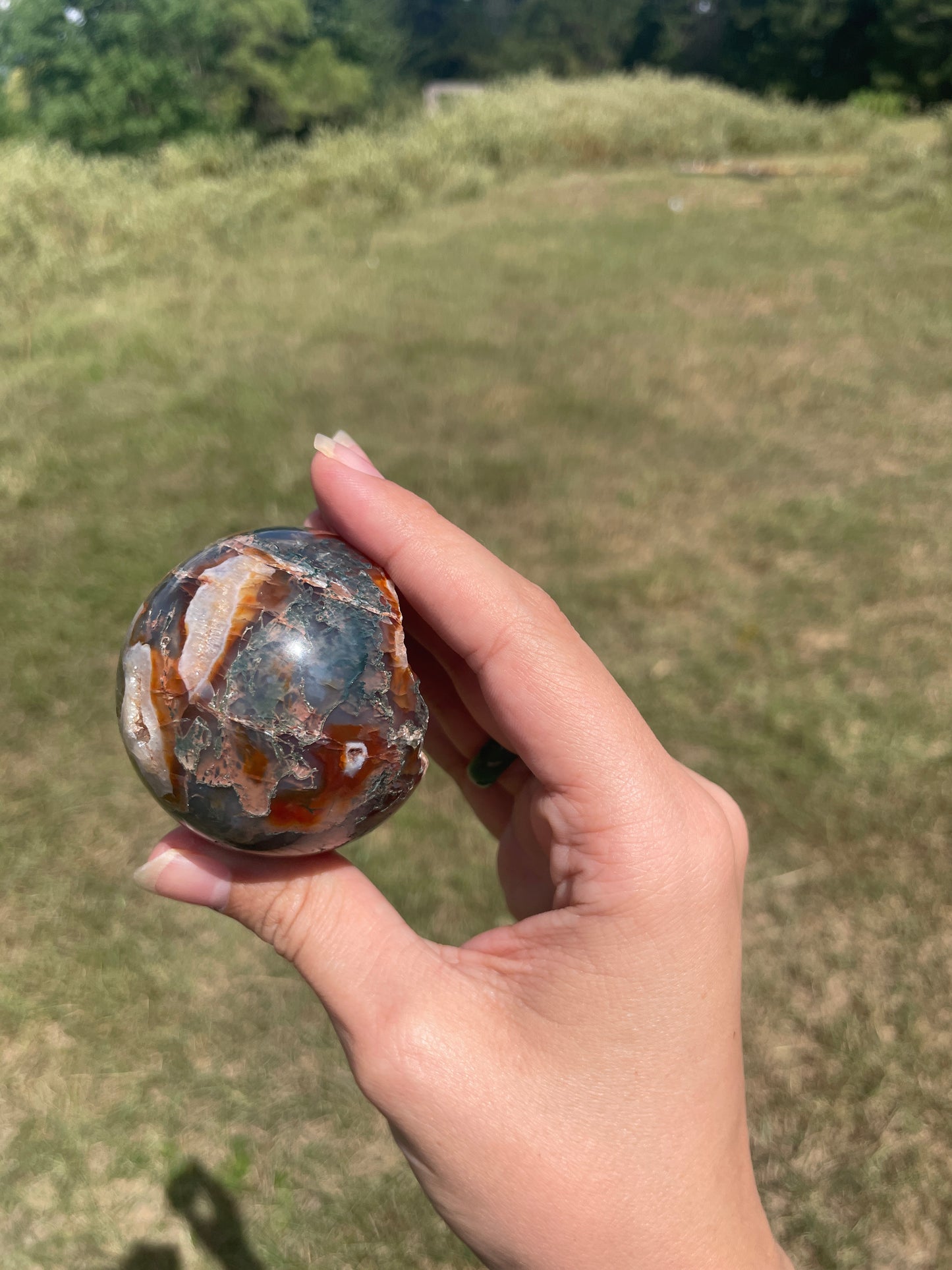 Red/Carnelian Moss Agate Sphere