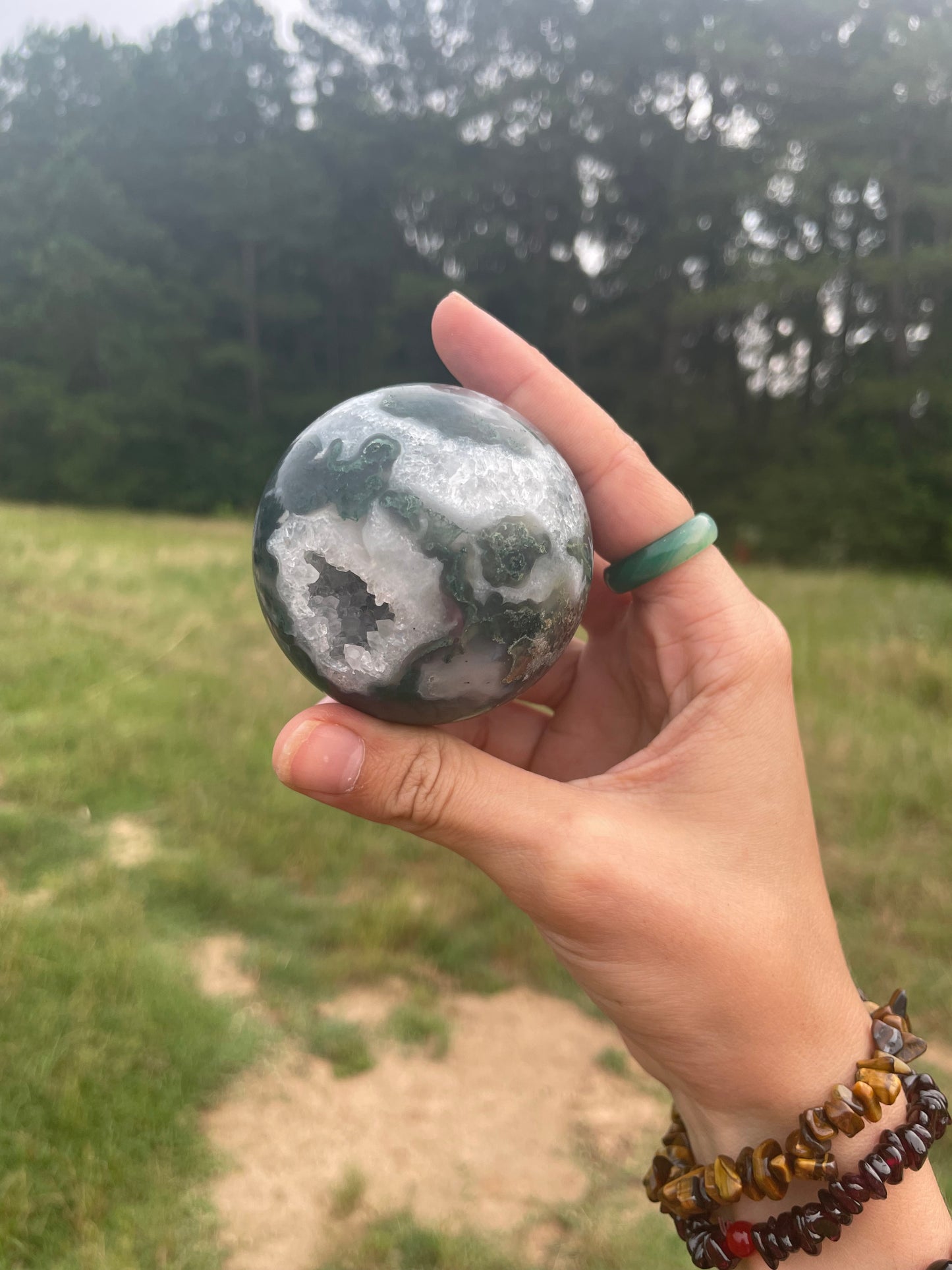 Druzy Moss Agate Sphere