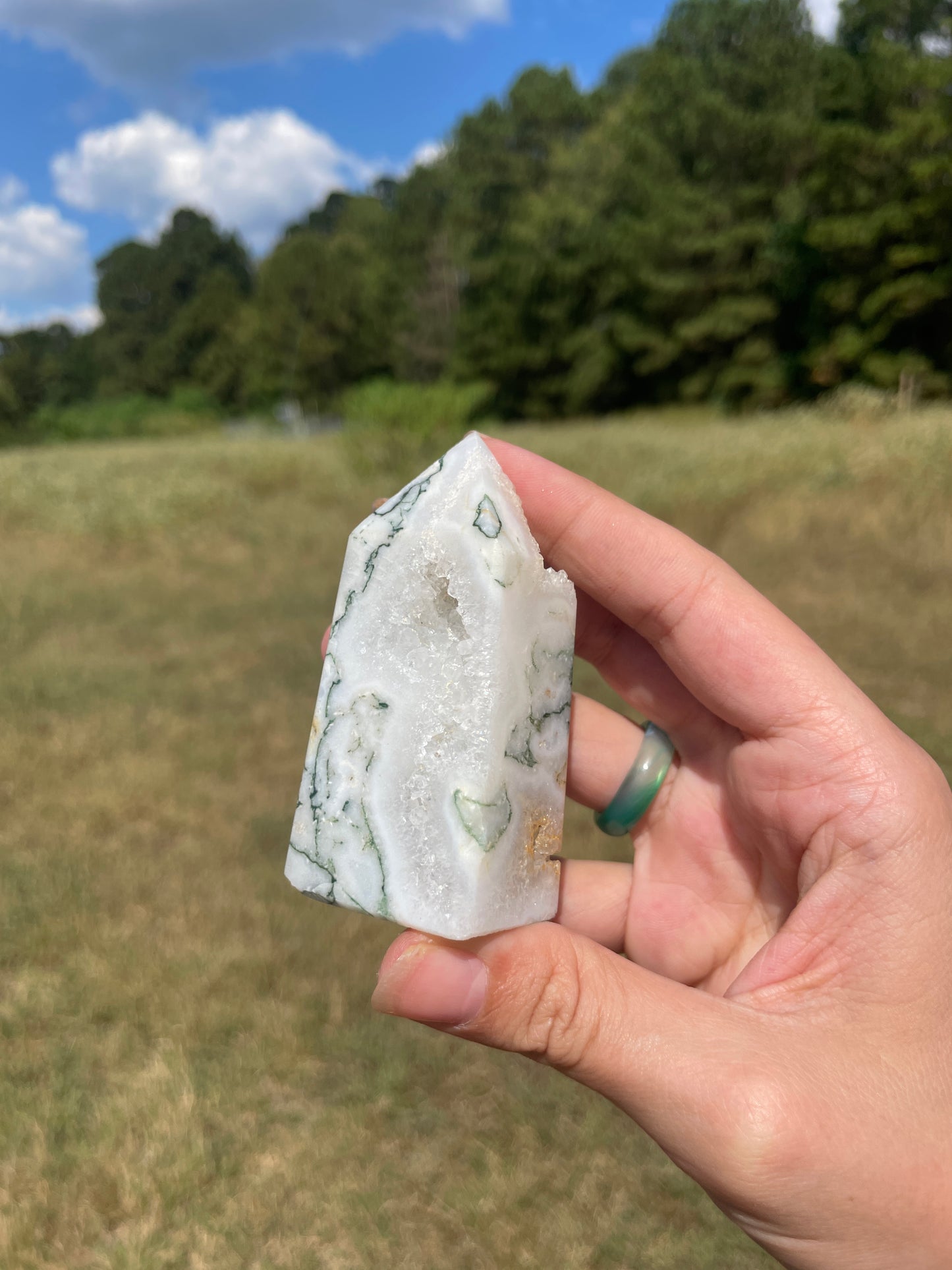Druzy Moss Agate tower