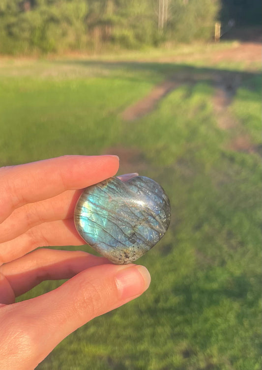 Imperfect Mini Labradorite Heart Carving (C)